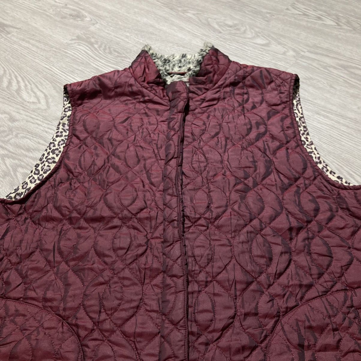 If Six Was Nine 2000s Ramlossa Puffer Inner Leopard Motif Vest Red Lgb Size US L / EU 52-54 / 3 - 5 Thumbnail