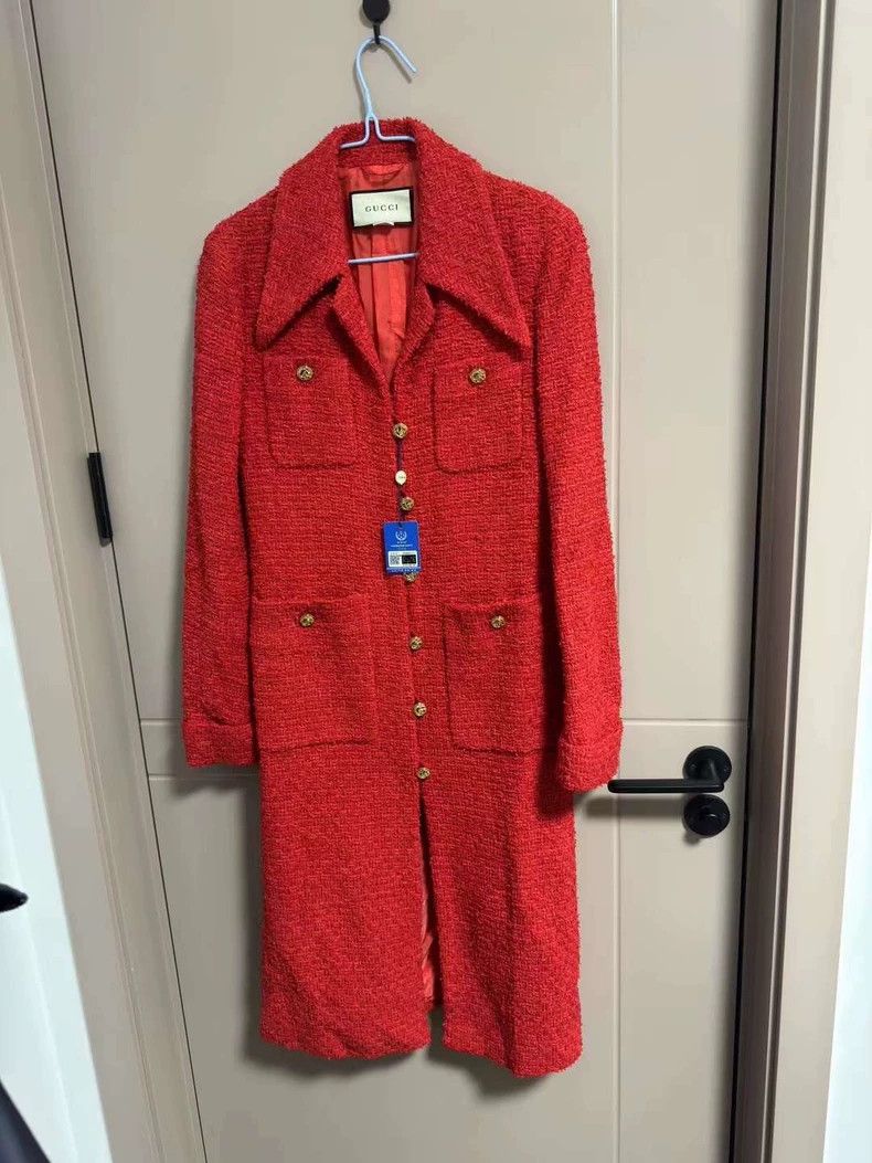Gucci Gucci Size 36 Red small fragrant style long coat 2502-Next Size US XS / EU 42 / 0 - 1 Thumbnail