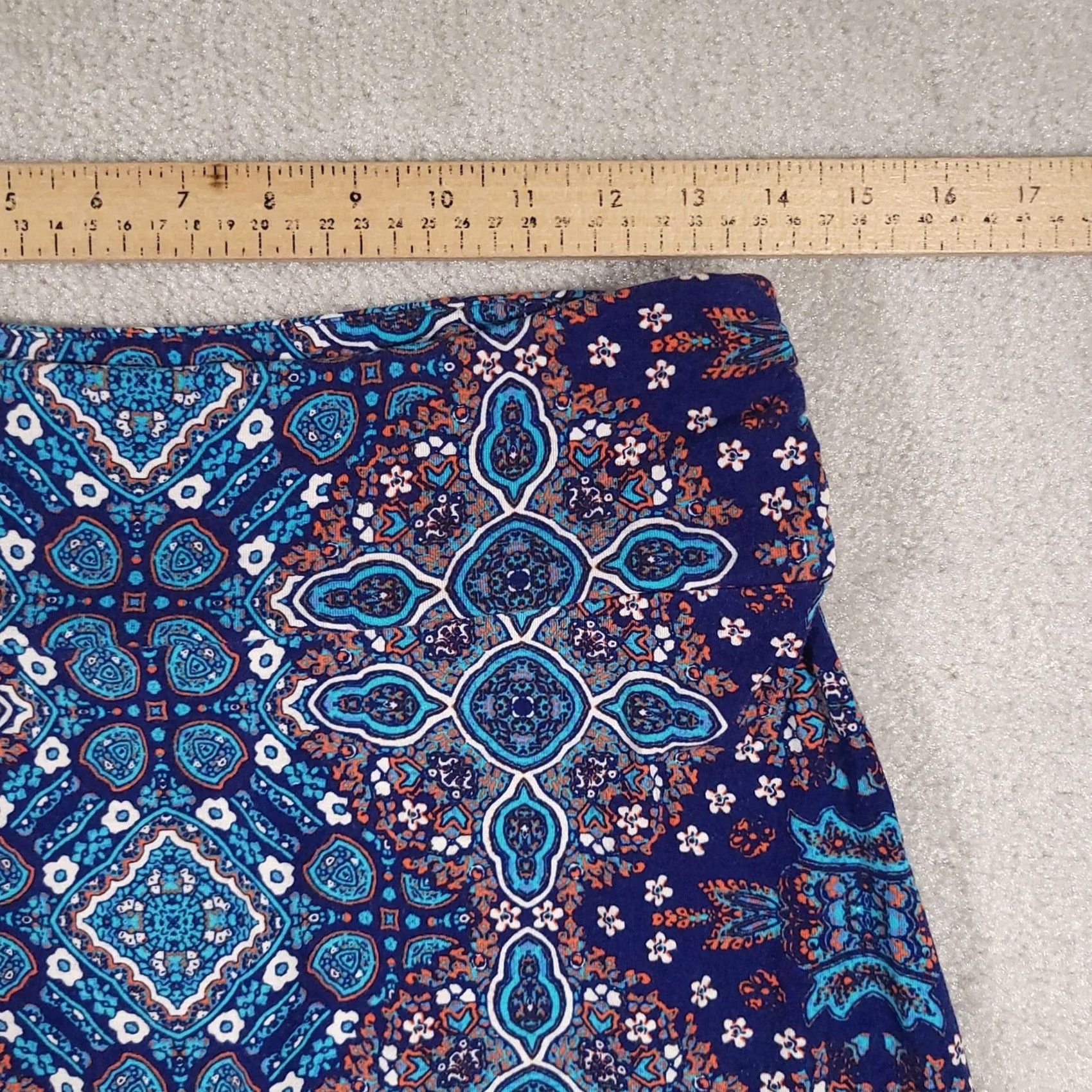 Vintage VINTAGE Artisans NY Skirt Womens M Blue Boho Maxi Stretch Geometric Pattern Rayon Size 32" / US 10 / IT 46 - 4 Thumbnail