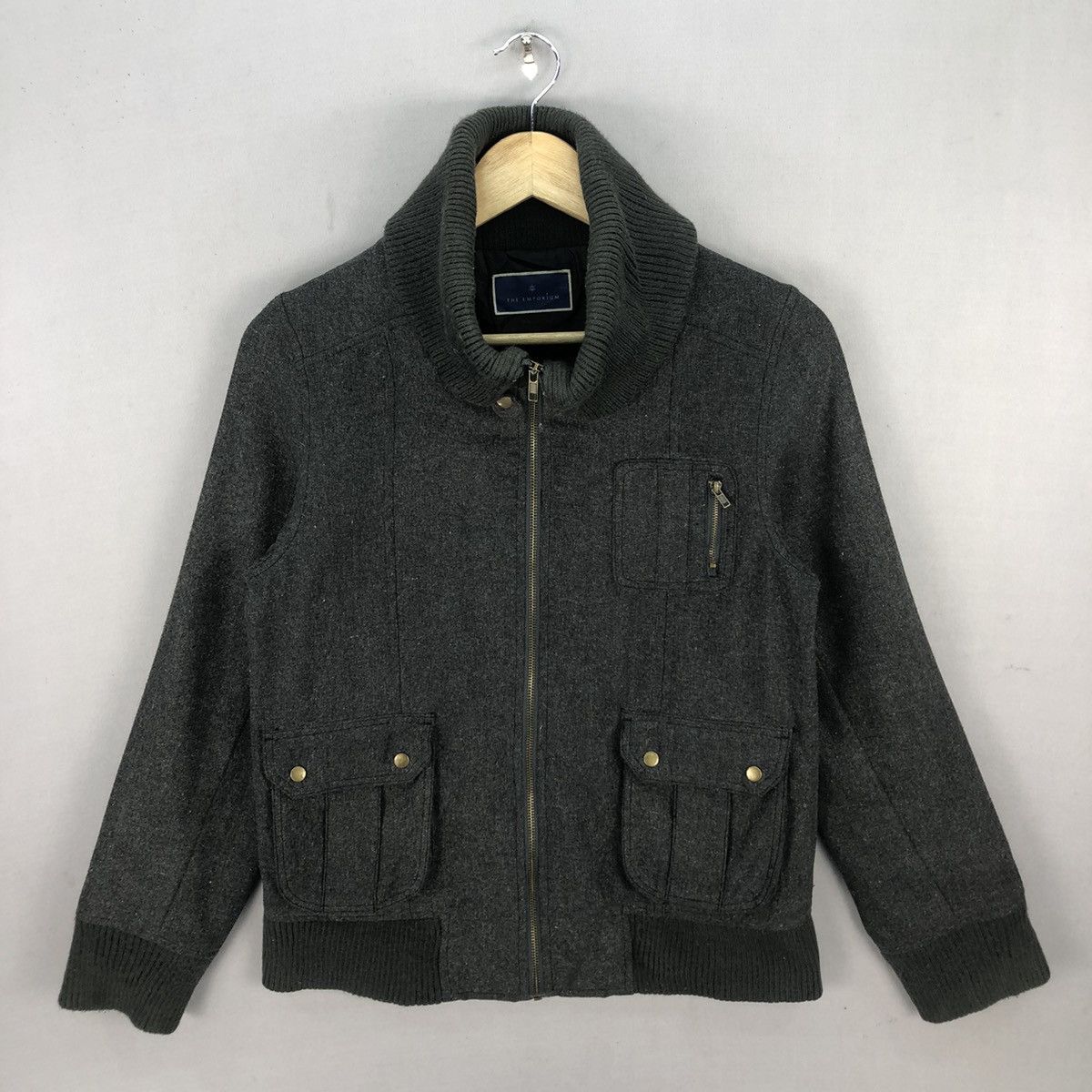 Japanese Brand The Emporium High Neck Wool Zipper Jacket Size US XS / EU 42 / 0 - 1 Thumbnail