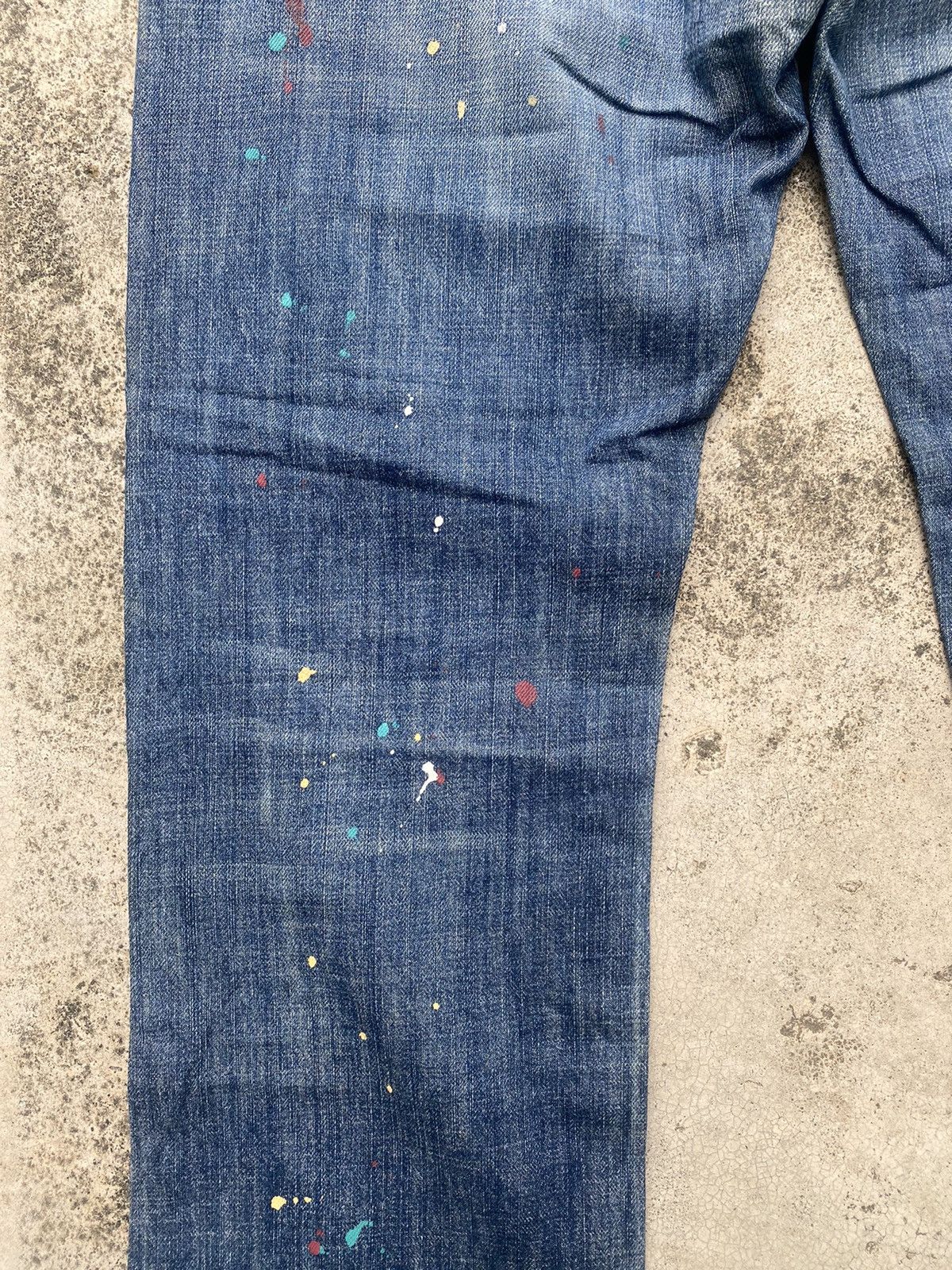 Armani × Armani Exchange × Le Grande Bleu (L.G.B.) Armani Jeans Painted Faded Loose Denim Jeans Size US 33 - 20 Thumbnail