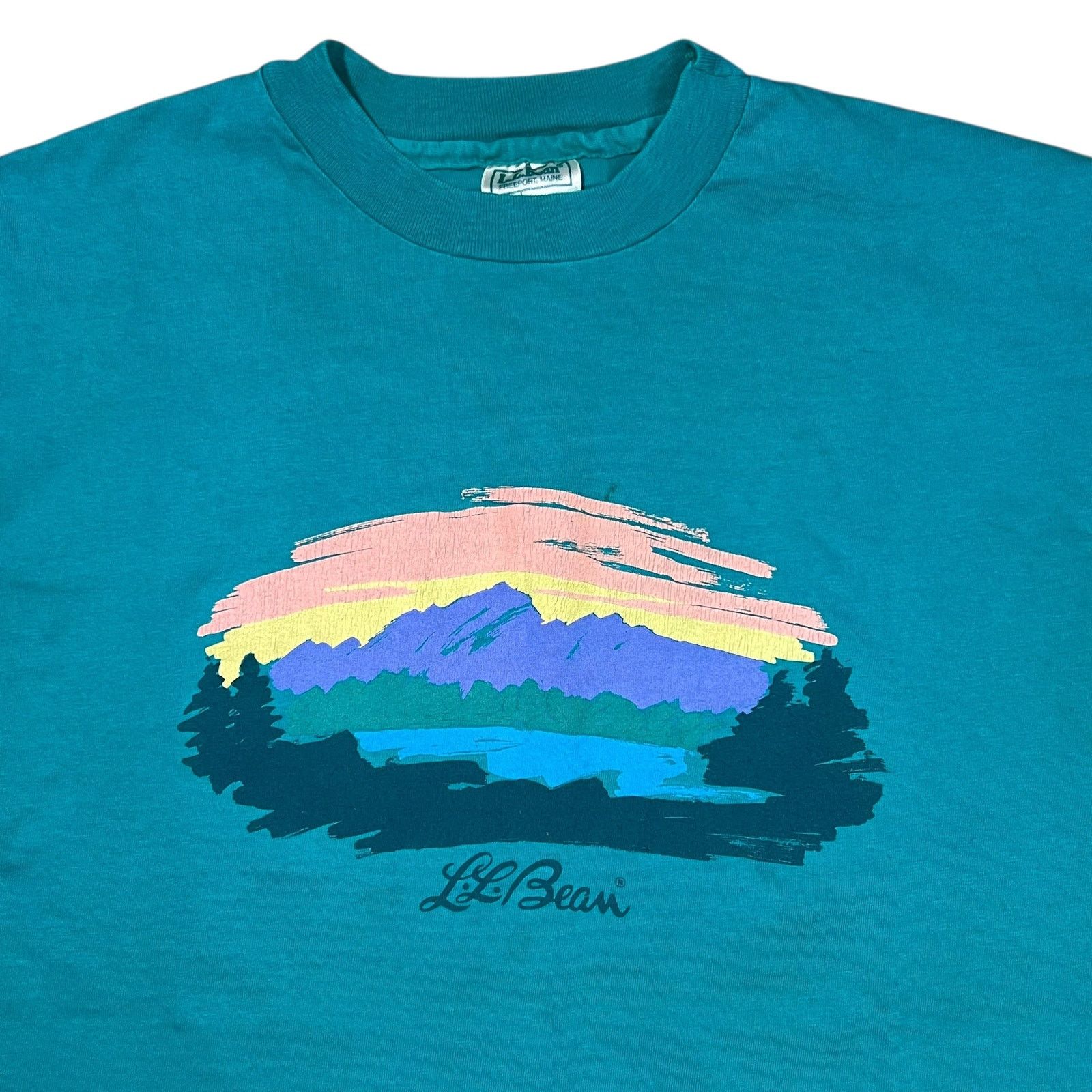 L.L. Bean × Vintage Vintage 90s L.L. Bean Hanes Mount Katahdin teal logo art tee Size US XL / EU 56 / 4 - 2 Thumbnail