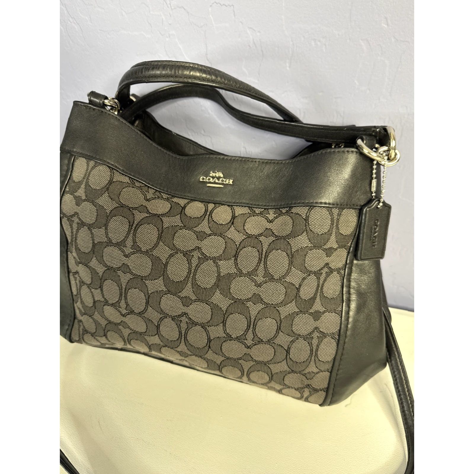 Coach Coach Bag Small Lexi F29548 Canvas Black Gray Jacquard Crossbody Leather Purse Size ONE SIZE - 3 Thumbnail