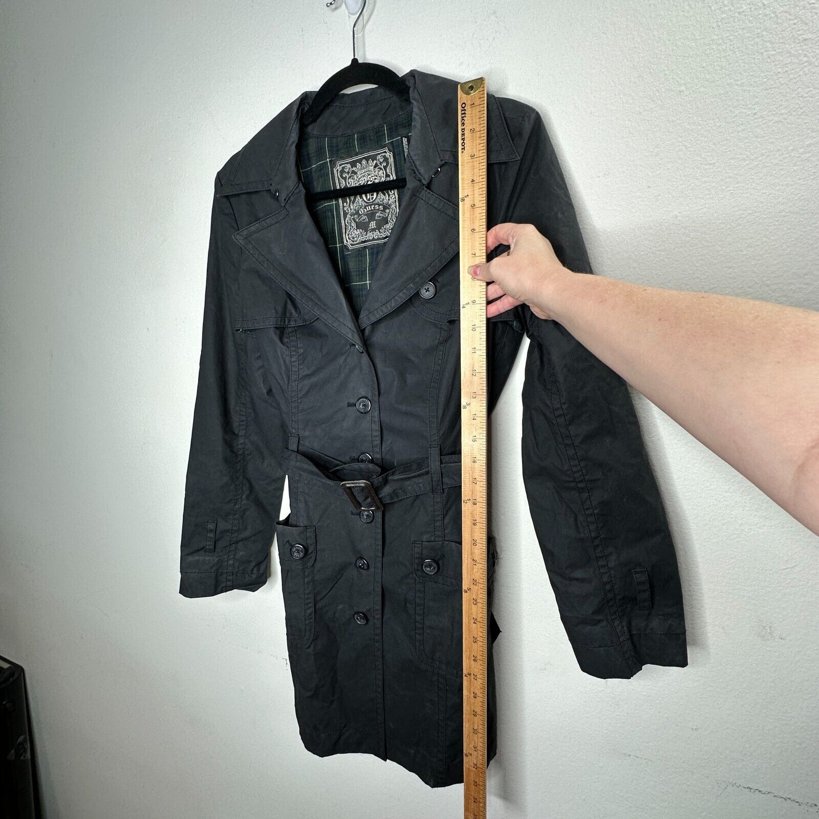Guess Guess Black Button Belted Trench Coat Plaid Interior M Size M / US 6-8 / IT 42-44 - 12 Thumbnail