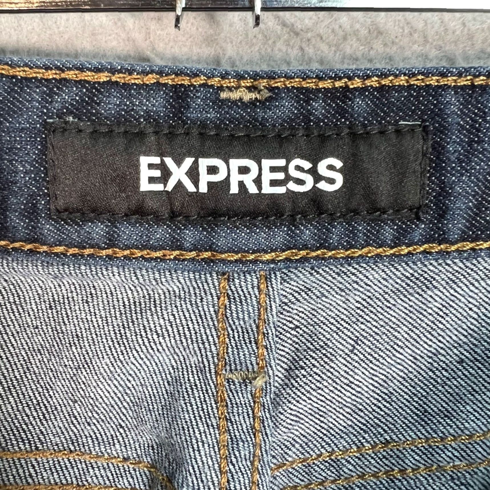 Express Express Jeans Mens Size 32 x 32 Blue Dark Wash Slim Stretch Denim Jeans 5-Pocket Straight Style Casual Regular Fit Size US 32 / EU 48 - 3 Thumbnail