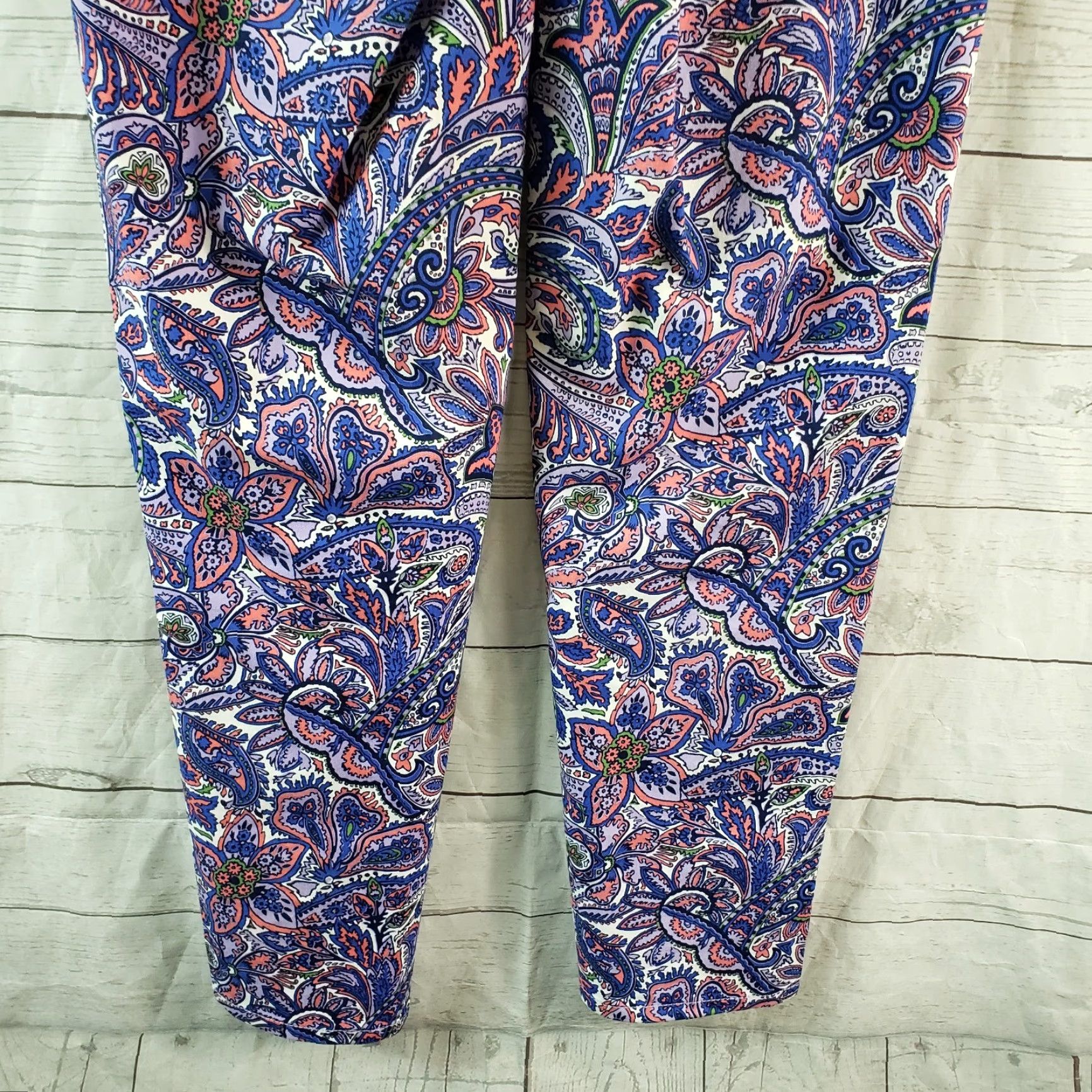 Isaac Mizrahi Isaac Mizrahi Live Womens Pull On Pants Sz 2 Blue Paisley Cotton Blend - Pants Womens Regular 2 Blue Paisley 28 in Inseam Size 26" / US 2 / IT 38 - 5 Thumbnail