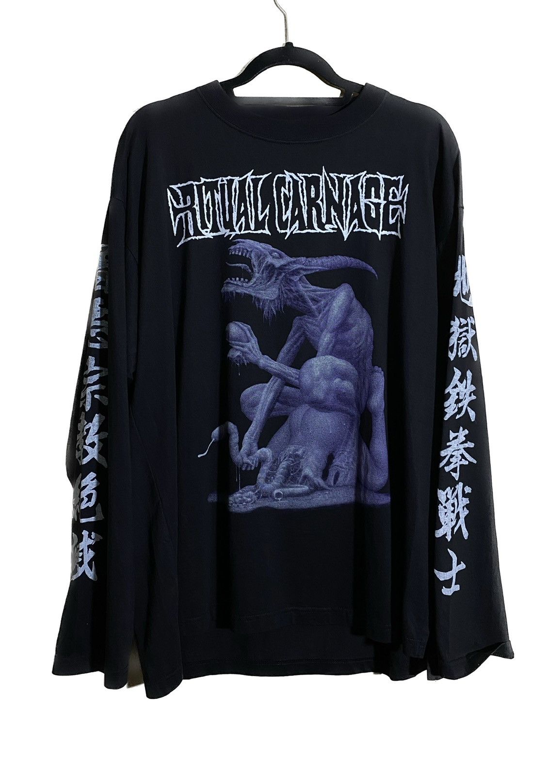image of Band Tees x Tour Tee Ritual Carnage Long Sleeve Tshirt in Black, Men's (Size XL)