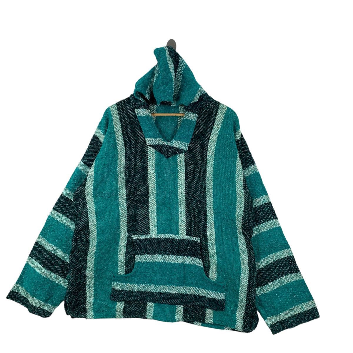 Vintage Vintage 80s MEXICAN BAJA PONCHO Chavitos Rug Woven Hoodie Size US XXL / EU 58 / 5 - 4 Thumbnail