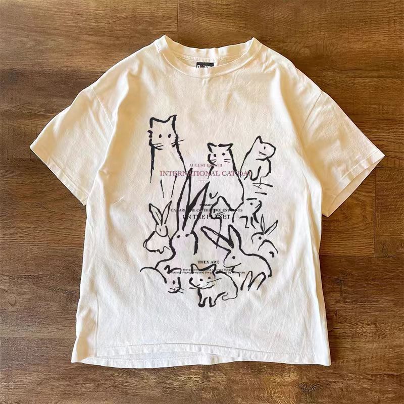Japanese Brand × Vintage White casual retro rabbit print t-shirt Size US M / EU 48-50 / 2 - 1 Thumbnail