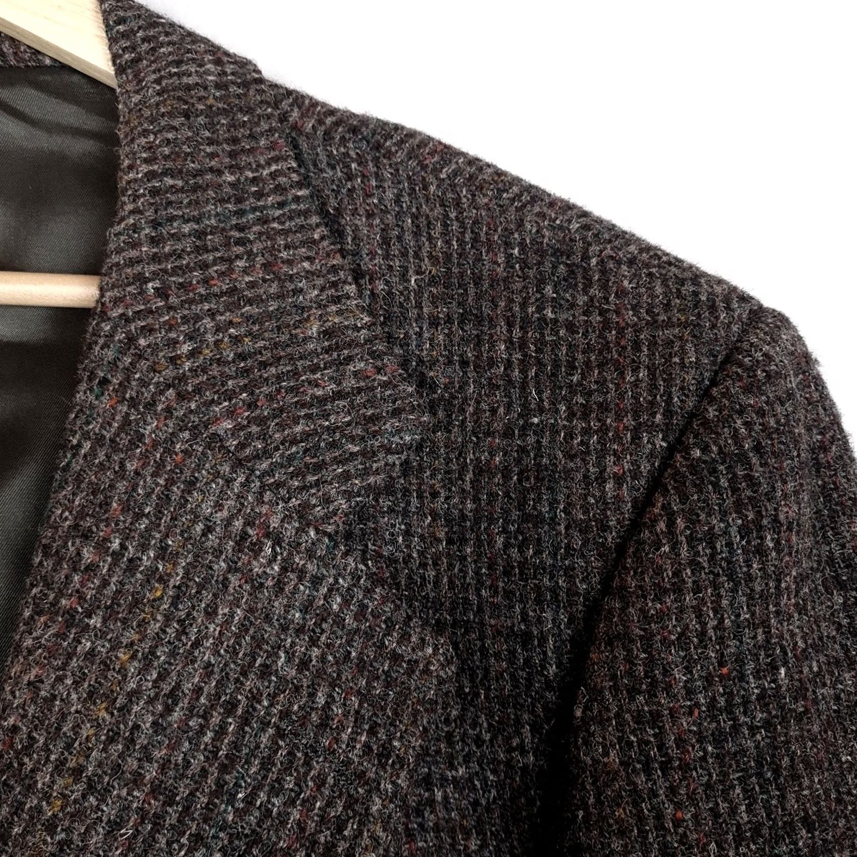 Harris Tweed VINTAGE Harris Tweed Blazer Mens 44 Gray Houndstooth Wool Sport Coat 80s Size 44R - 3 Thumbnail