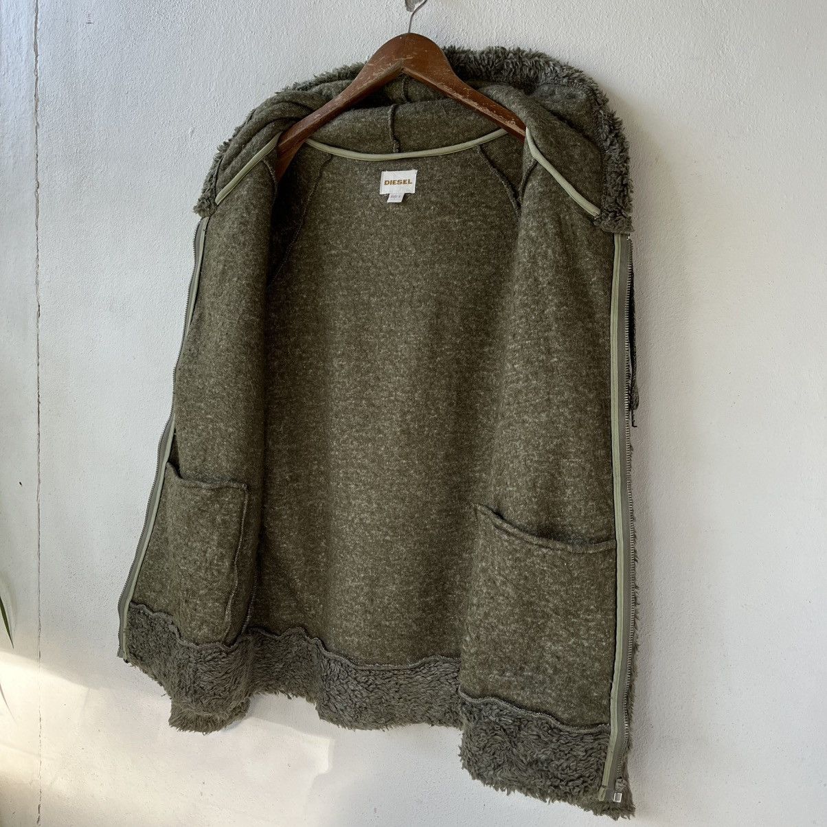 Diesel Diesel Made in Italy Fuzzy Boa Hoodie Olive Green Y2K Size US S / EU 44-46 / 1 - 5 Thumbnail