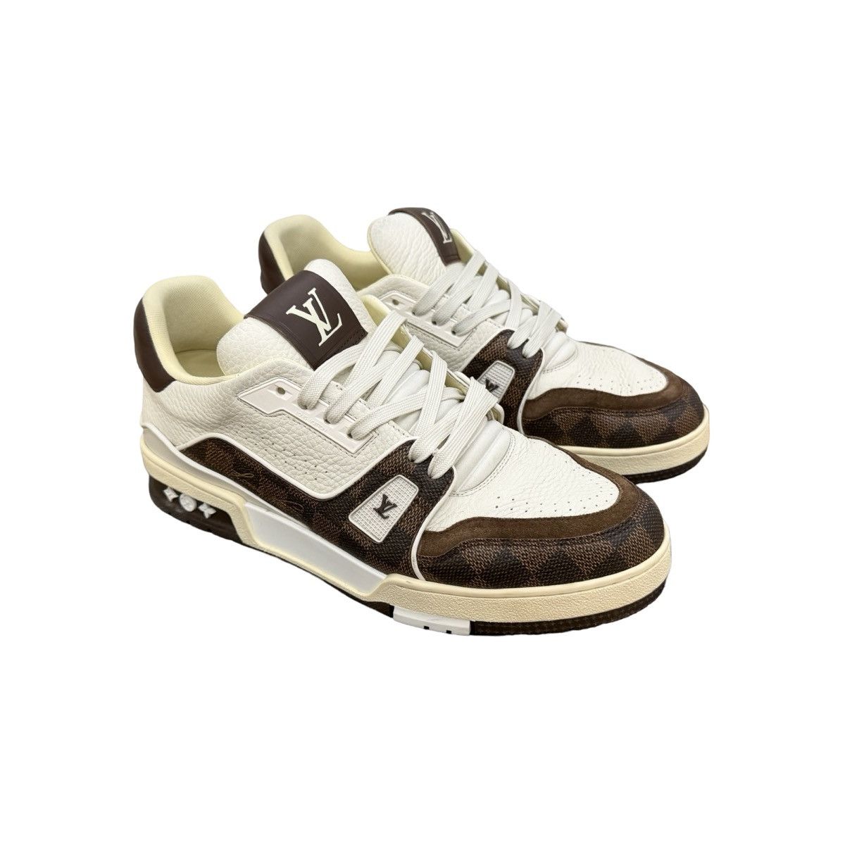 Louis Vuitton Louis Vuitton Damier White Mocha Brown Low-Top Trainer Size US 8.5 / EU 41-42 - 1 Thumbnail