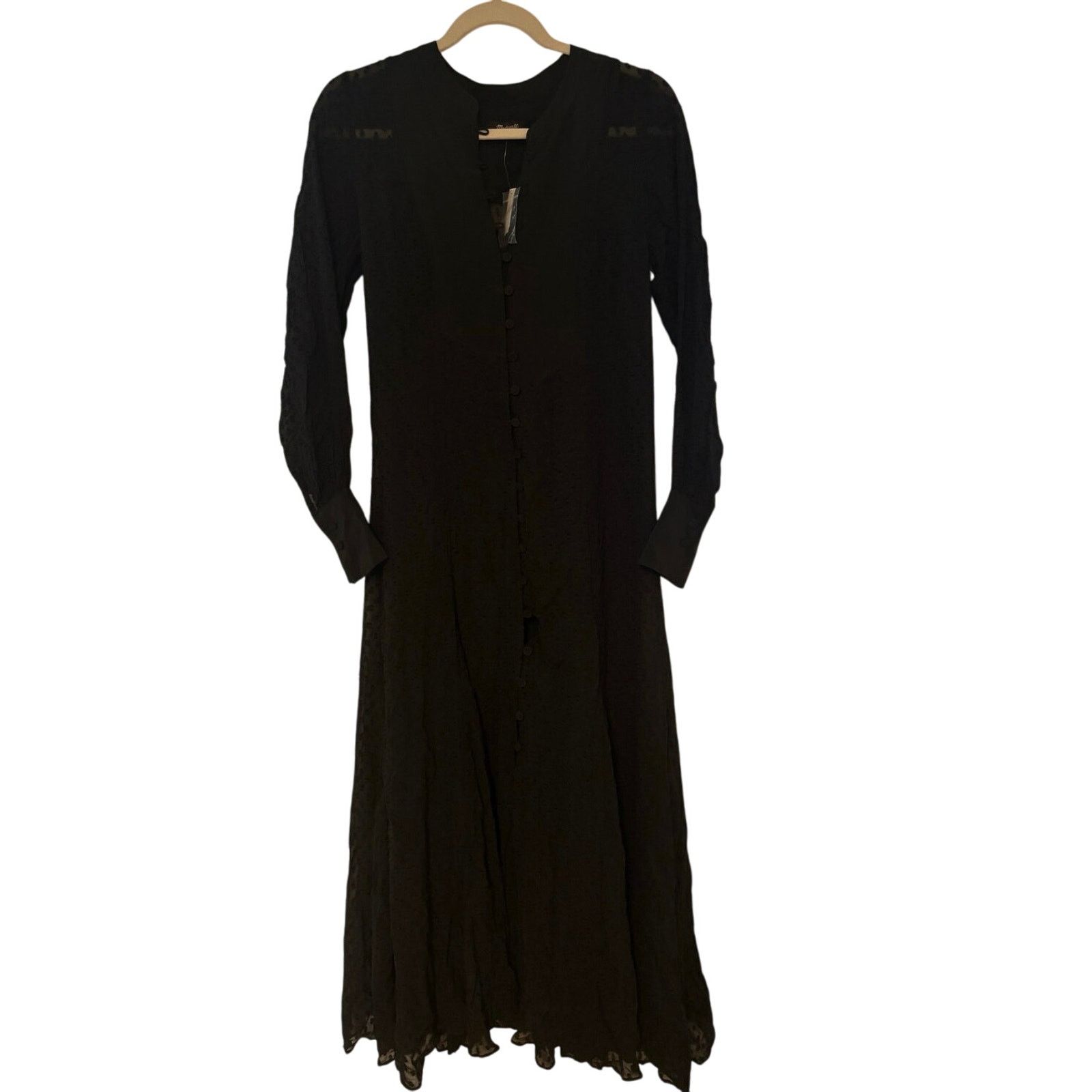 Madewell NWT Madewell Tie-Waist Midi Dress in Clip Dot Black Size XS Size XS / US 0-2 / IT 36-38 - 4 Thumbnail