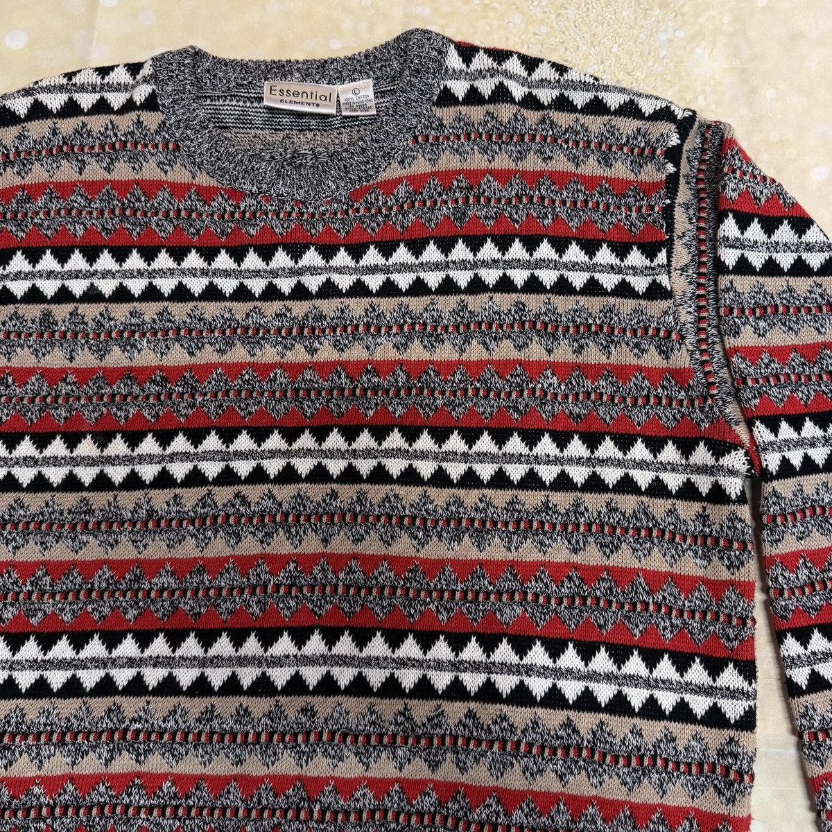 Other Vintage Cotton Sweater Sz Large Essential Elements Geometric Size US L / EU 52-54 / 3 - 1 Thumbnail
