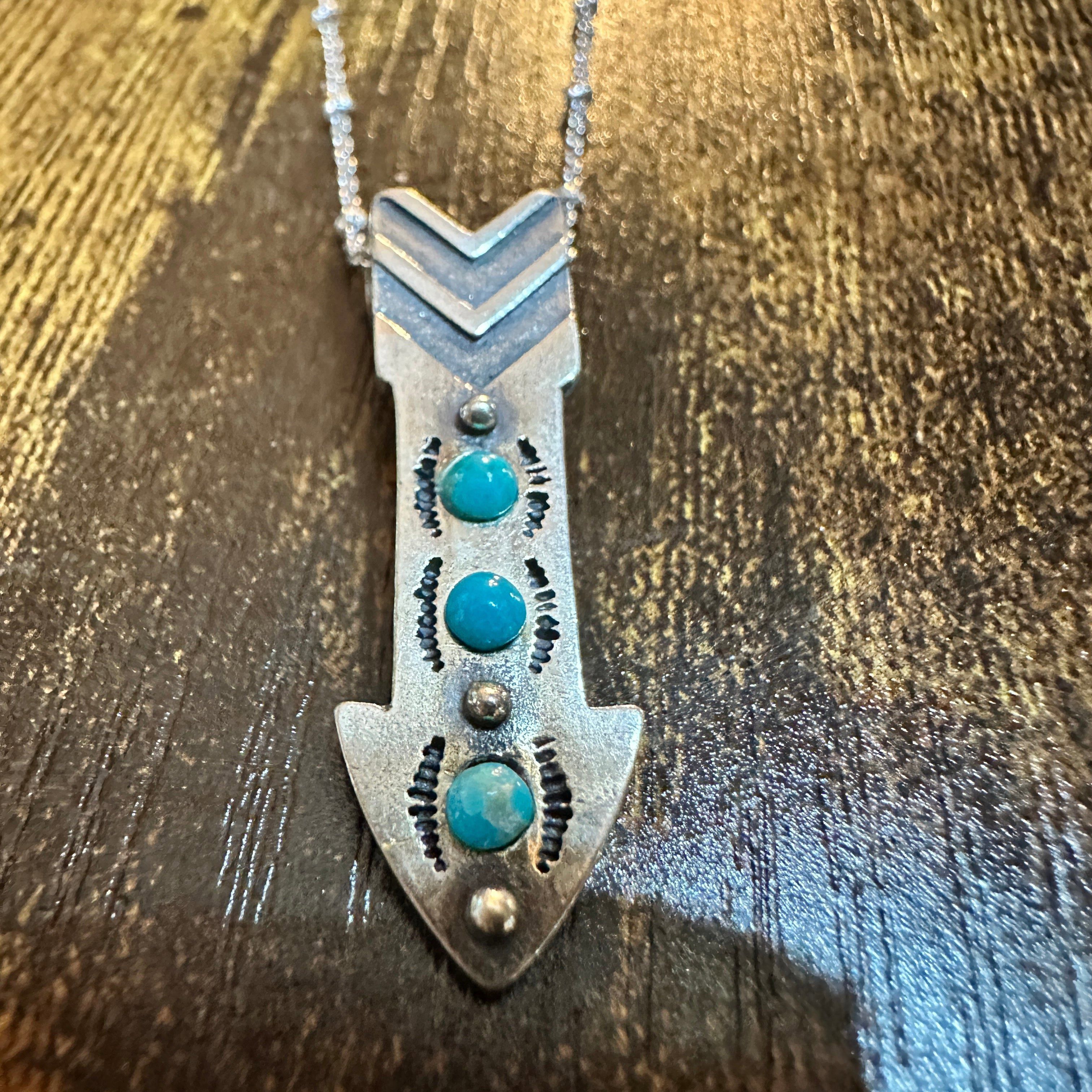 Other Native American Arrowhead Turquoise Pendant Necklace in Ster Size ONE SIZE - 1 Thumbnail