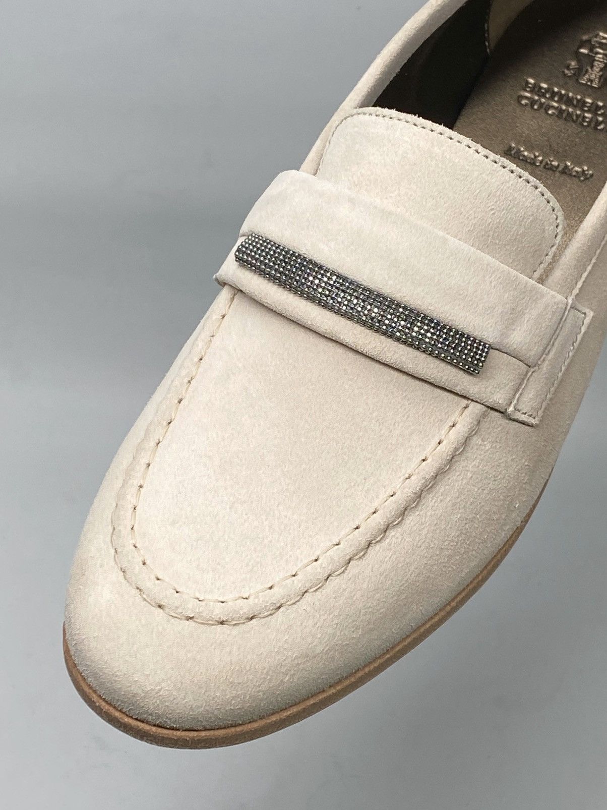 Brunello Cucinelli Embellished Suede Leather Loafers size 37