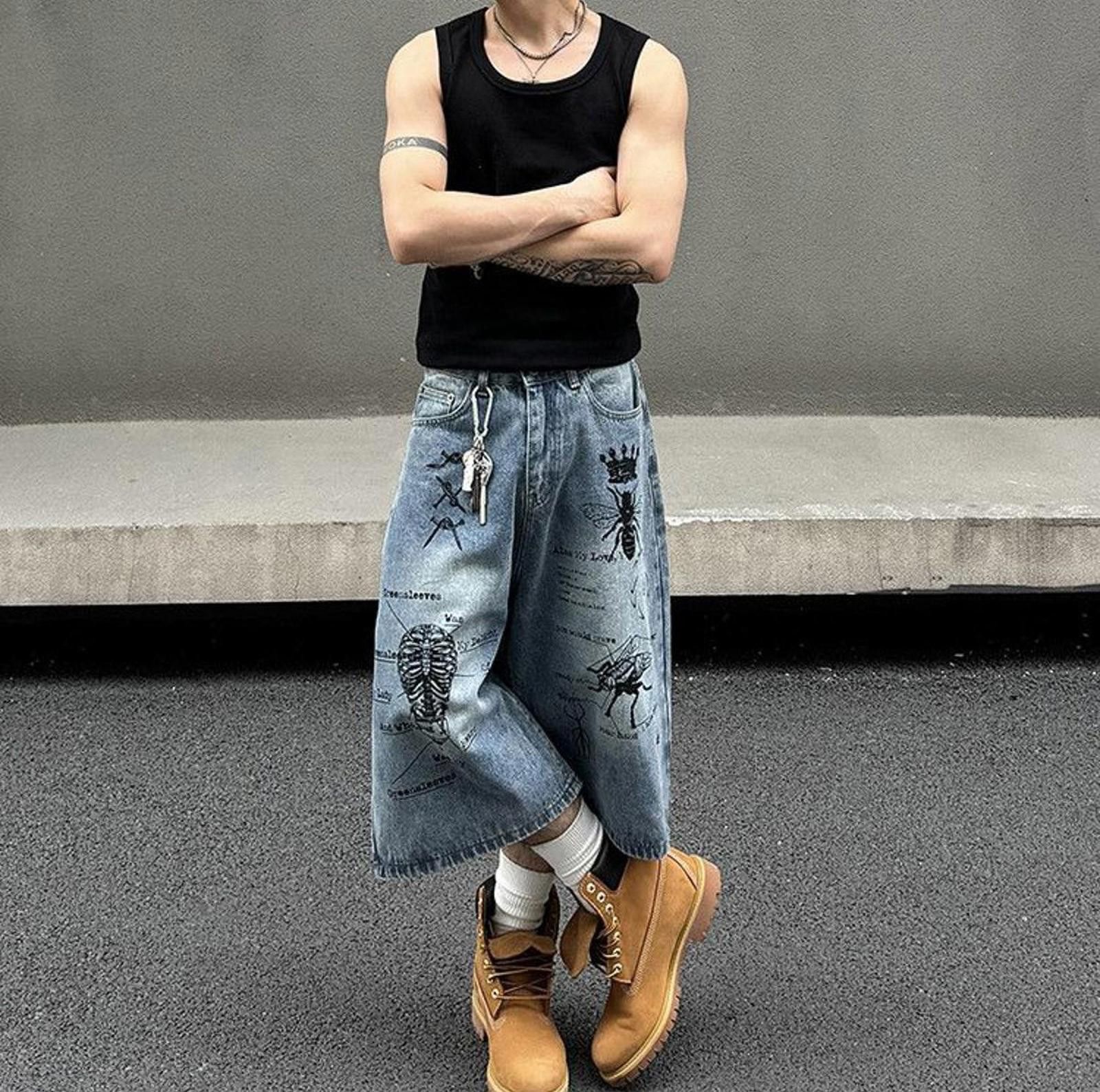 Japanese Brand Spider Print Wide Leg Jorts Size US 30 / EU 46 - 2 Thumbnail