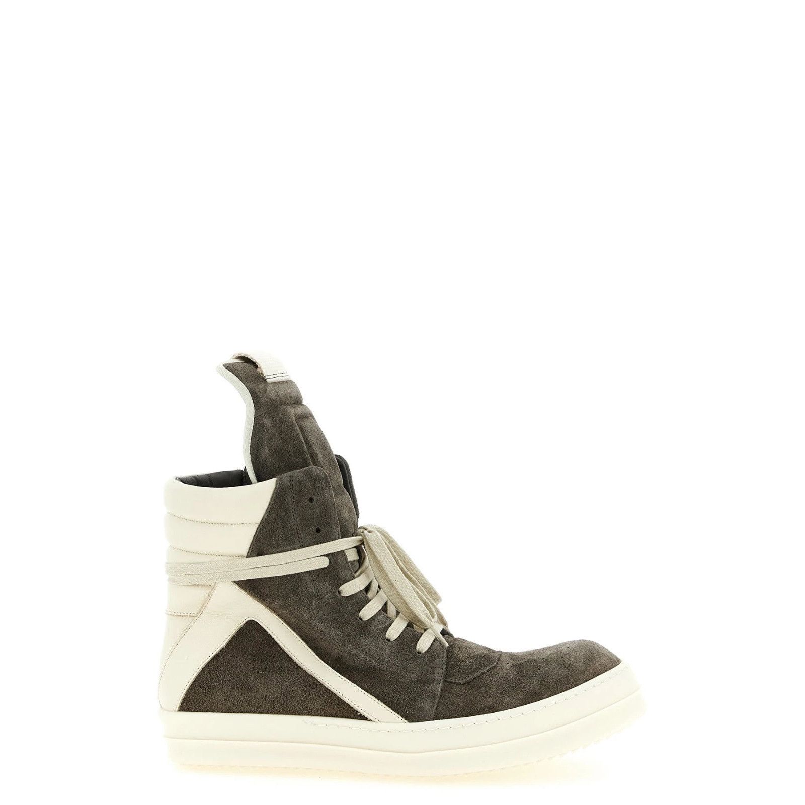RICK OWENS Temple Geobasket Gray Suede Sneakers New & Authen