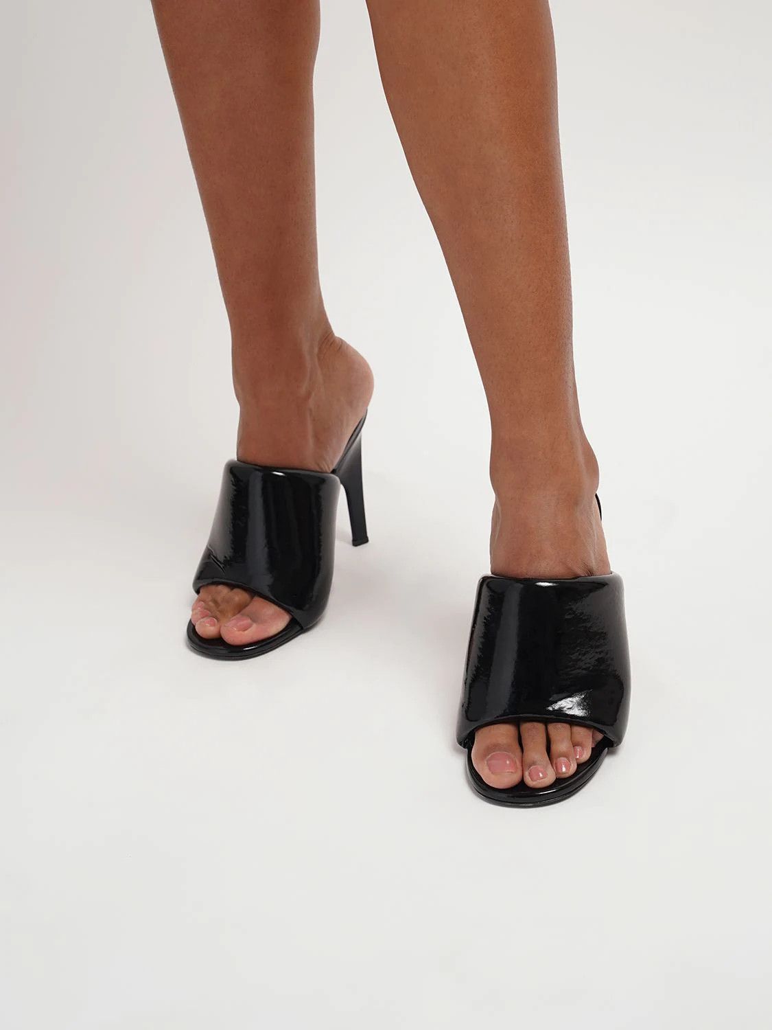 The Attico THE ATTICO Rem black varnish faux leather mules sandals 8 38 Size US 8 / IT 38 - 3 Thumbnail