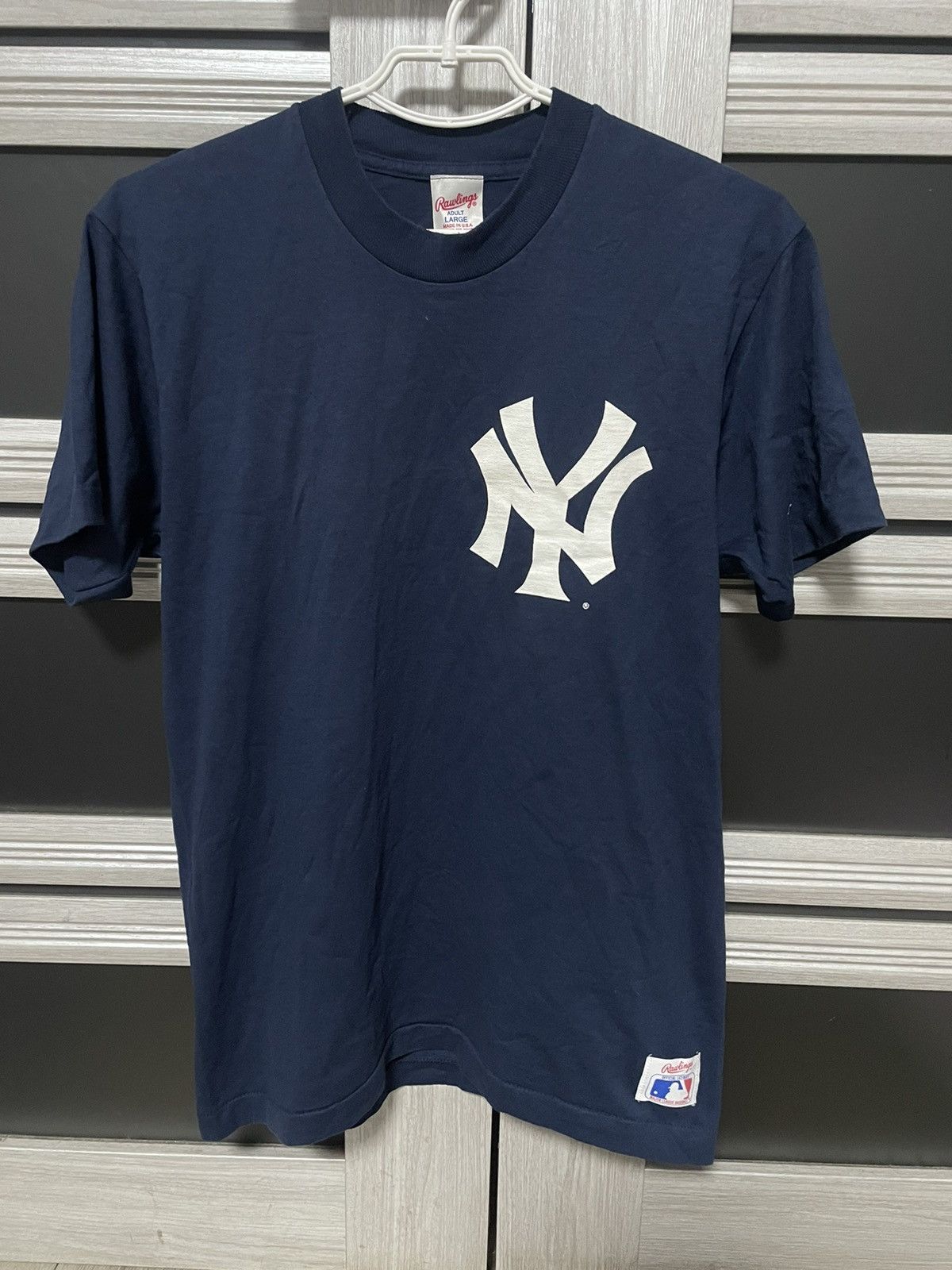 MLB × New York Yankees × Vintage Vintage 80s Rawlings New York Yankees T Shirt Logo Tee Size US L / EU 52-54 / 3 - 1 Thumbnail