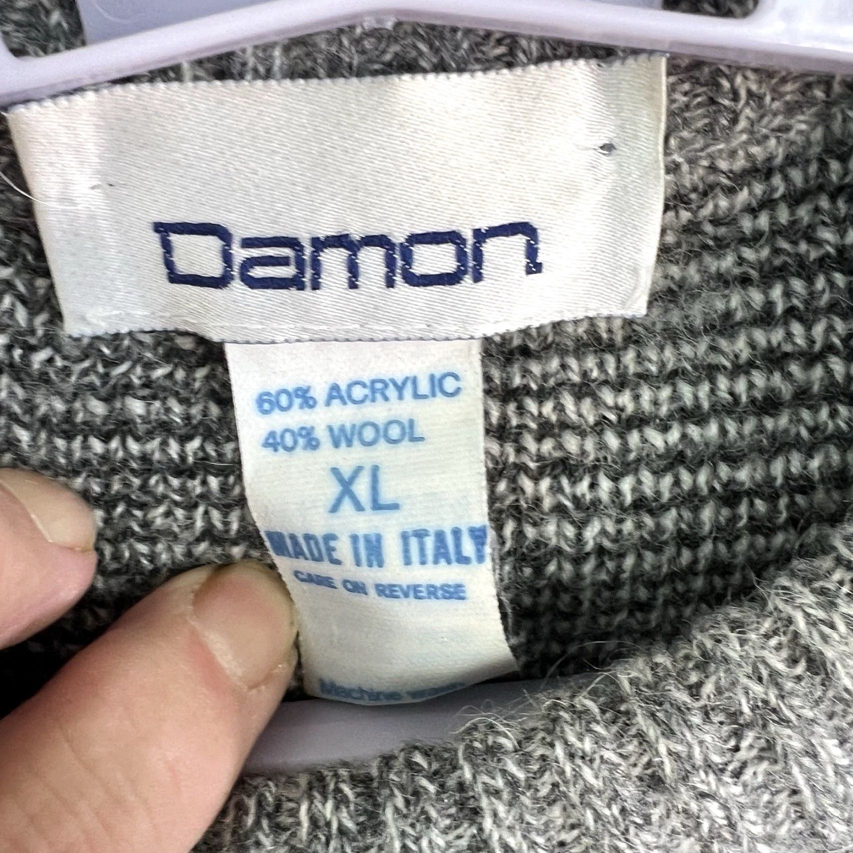 Vintage VINTAGE DAMON Geometric Wool Blend Sweater Men’s XL Gray Italy Crew Neck Pullover Winter Classic 80s Mens Size US XL / EU 56 / 4 - 4 Thumbnail
