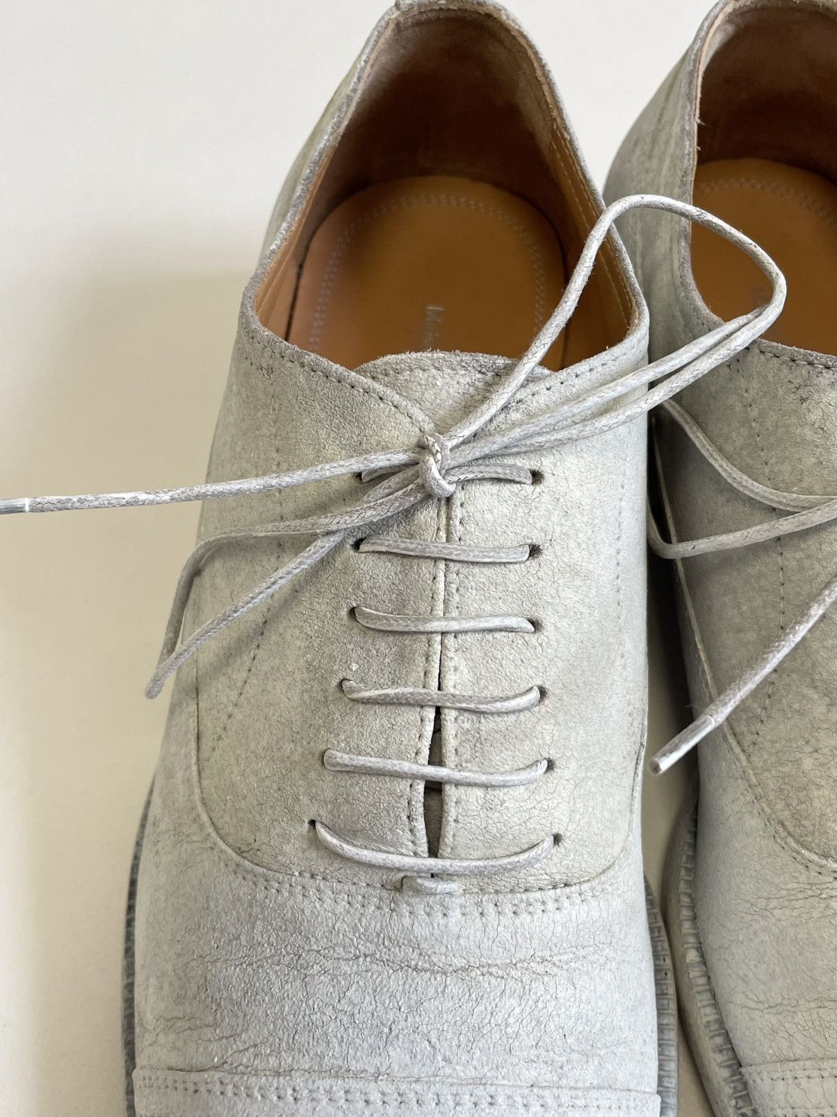 Maison Margiela ‘Painted White Suede’ Derby Shoes Size US 8 / EU 41 - 9 Thumbnail