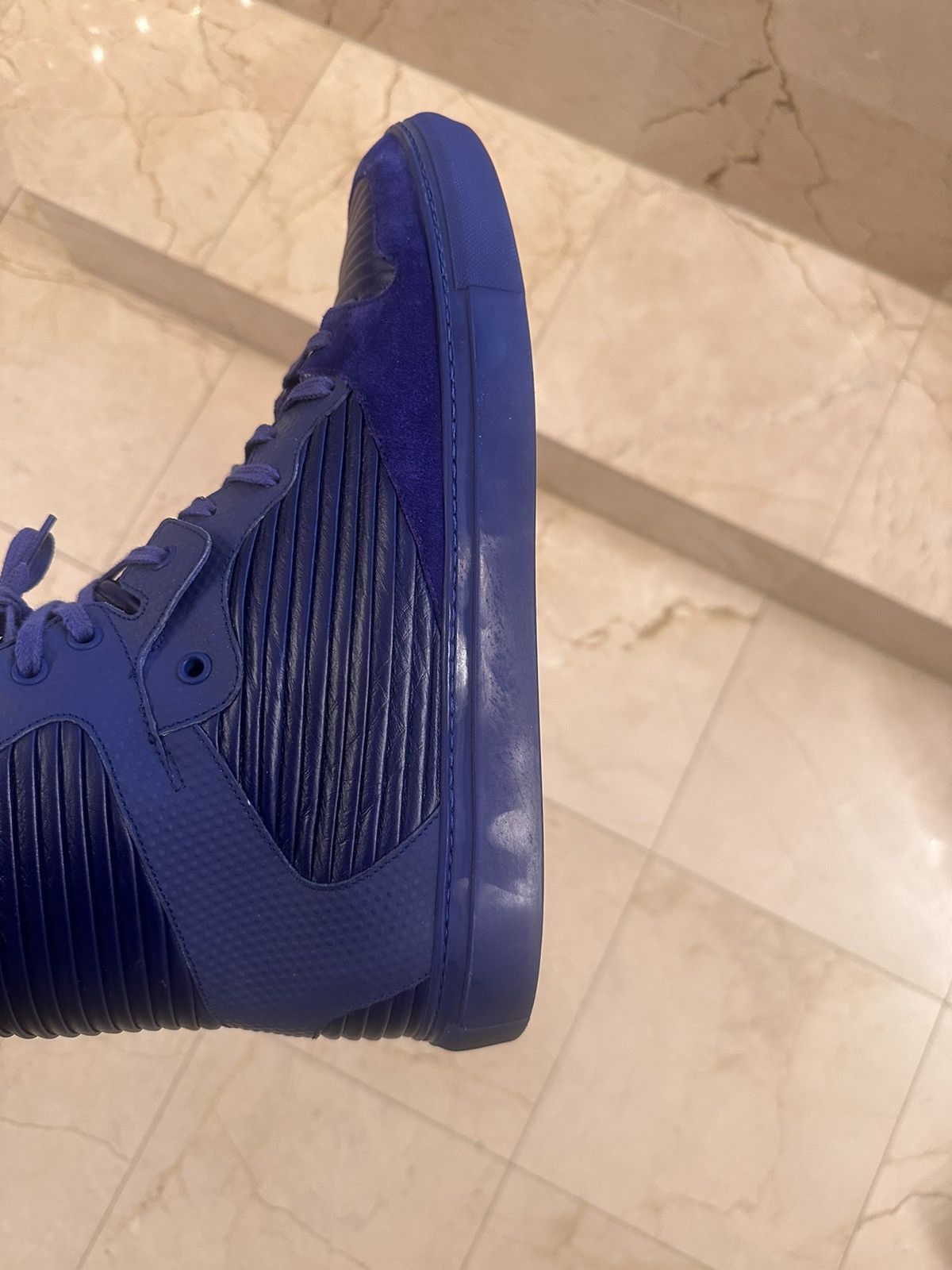 Balenciaga Balenciaga Men's Blue Violet Pleated High Top 45 US12 Size US 12 / EU 45 - 13 Thumbnail