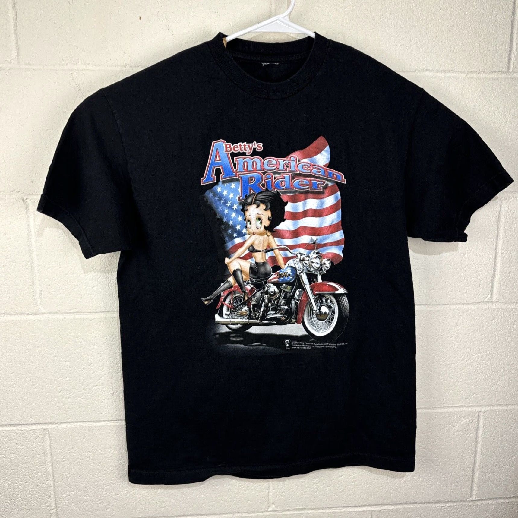 VINTAGE Betty Boop Motorcycle T-Shirt Unisex Large Black 90s Biker
