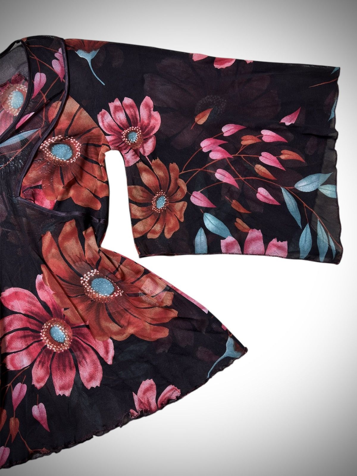 Vivienne Tam 1990’s Vivienne Tam - Rare Design Floral Printed Mesh Top Size S / US 4 / IT 40 - 6 Thumbnail