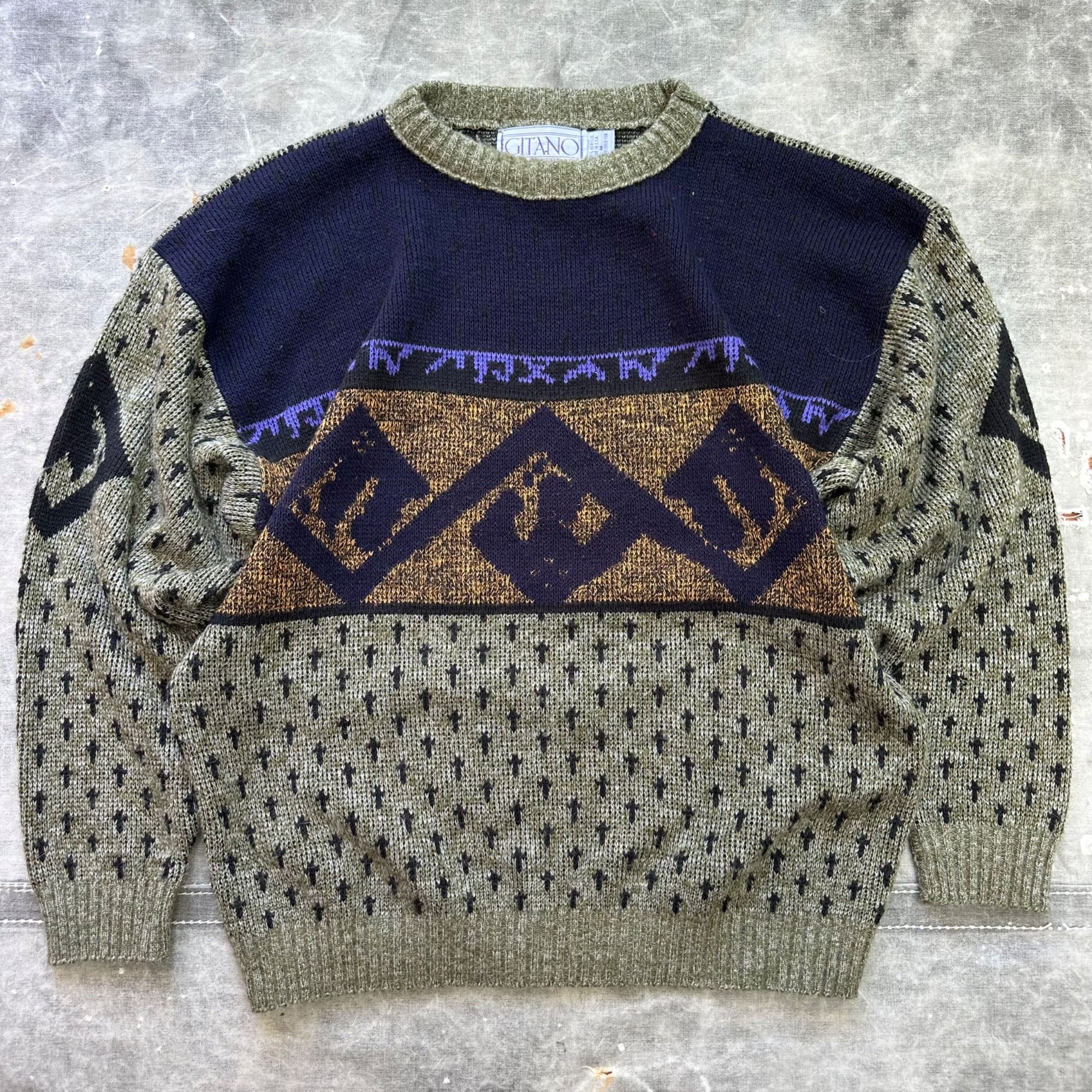Vintage Vintage Gitano Sportswear Unique Patterned Knit Sweater Size US M / EU 48-50 / 2 - 1 Thumbnail