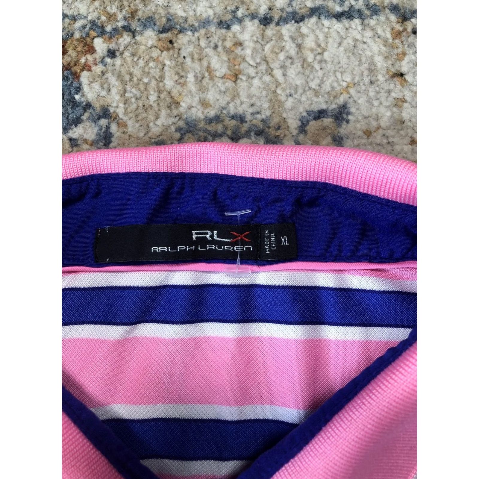 RLX Ralph Lauren RLX Ralph Lauren Polo Shirt Mens XL Pink Blue Striped Short Sleeve Golf Performance Moisture Wicking Logo Row Size US XL / EU 56 / 4 - 4 Thumbnail