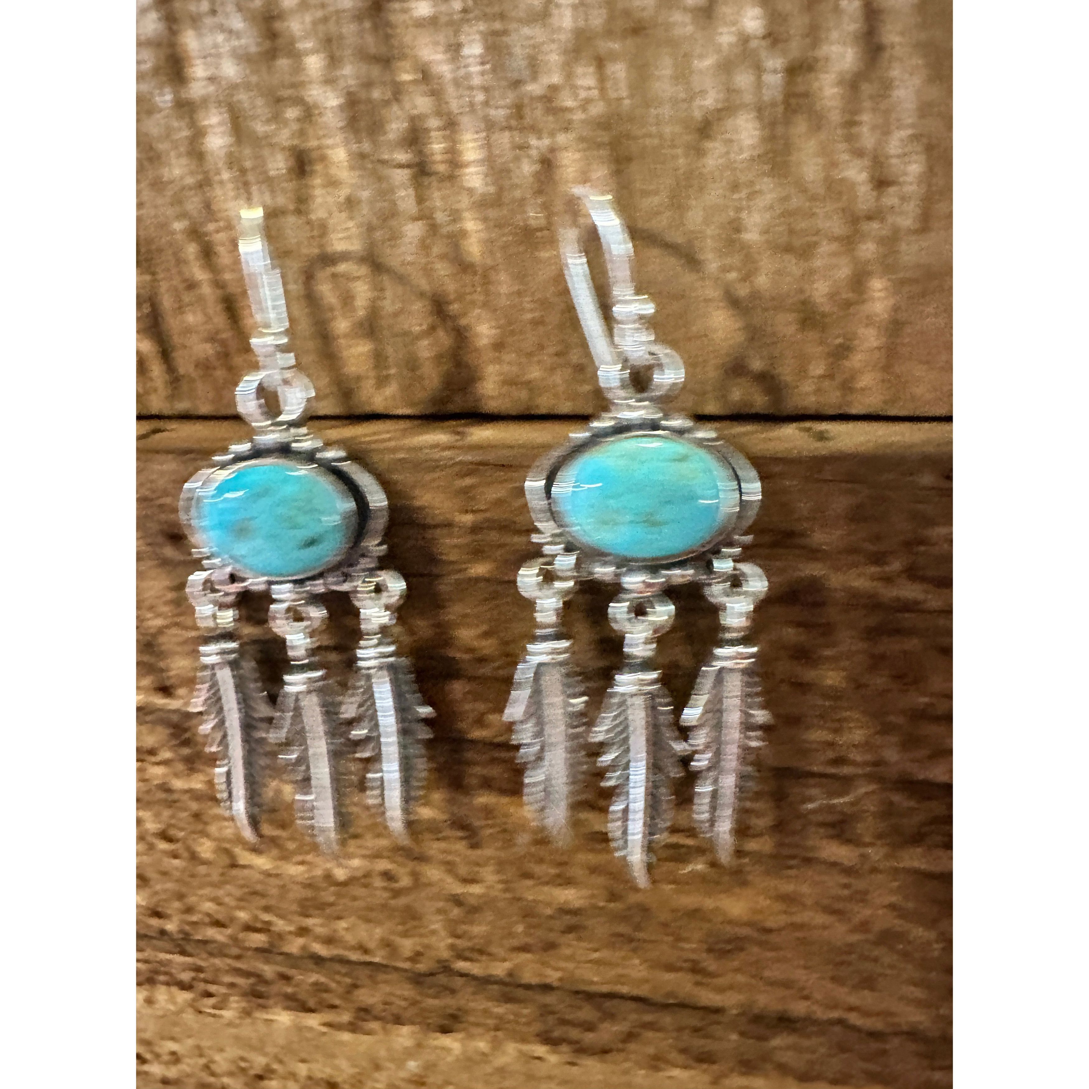 Other Navajo Sterling Silver & Turquoise Feather Dangle Earrings i Size ONE SIZE - 6 Thumbnail