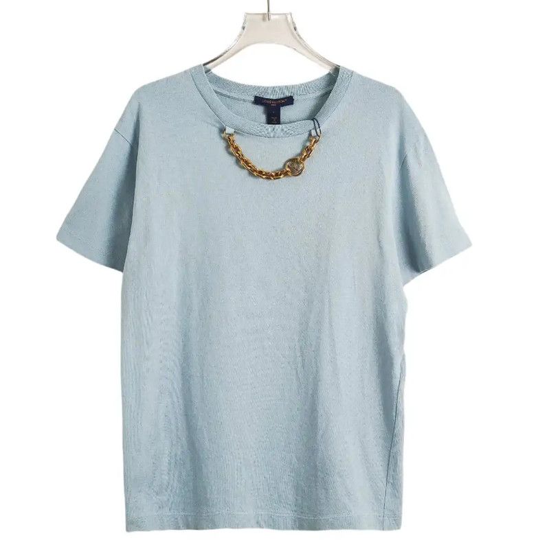 Louis Vuitton Louis Vuitton Light Blue Cotton T-Shirt for Women 0089 Size L / US 10 / IT 46 - 1 Thumbnail