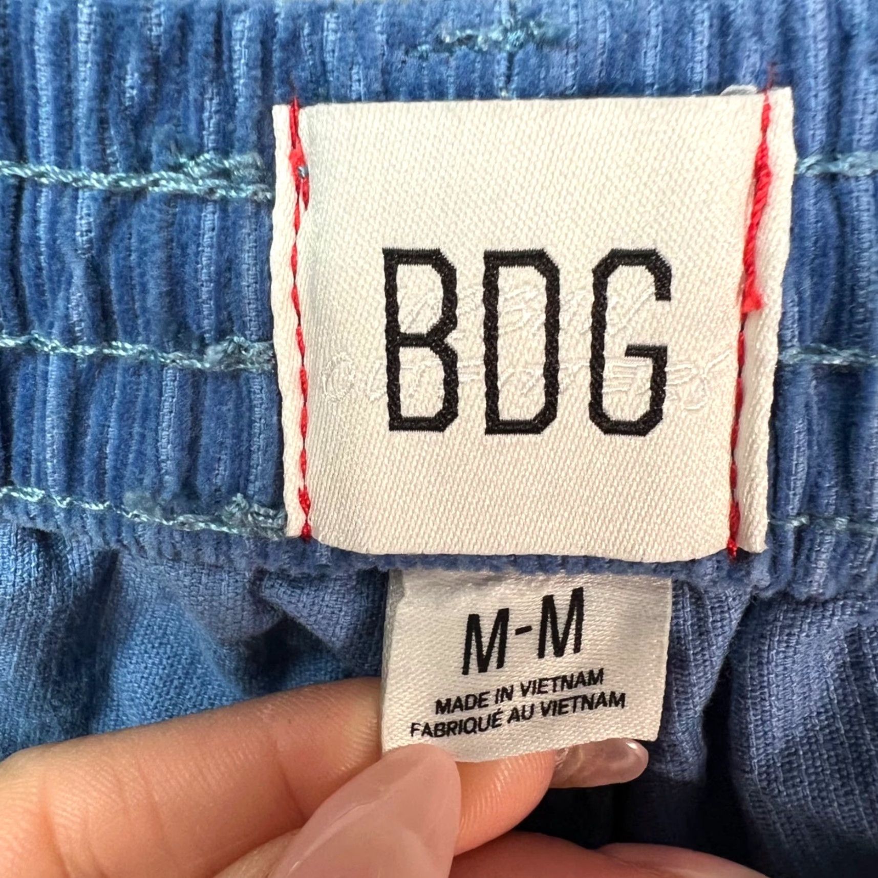 Bdg BDG Mens Medium Blue Corduroy Carpenter Jogger Pants Elastic Waist-Flat Front Roomy Casual Mens Pants Size US 31 - 3 Thumbnail