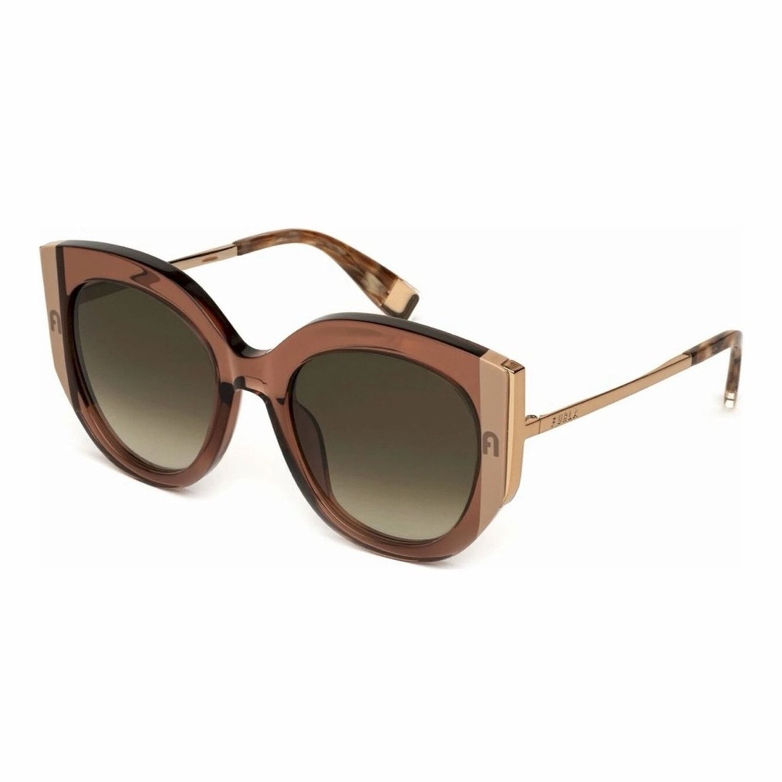 Furla Gold Frame Brown Gradient Square Lenses Sunglasses Furla Unisex Gradient Brown Square Sunglasses main image 2