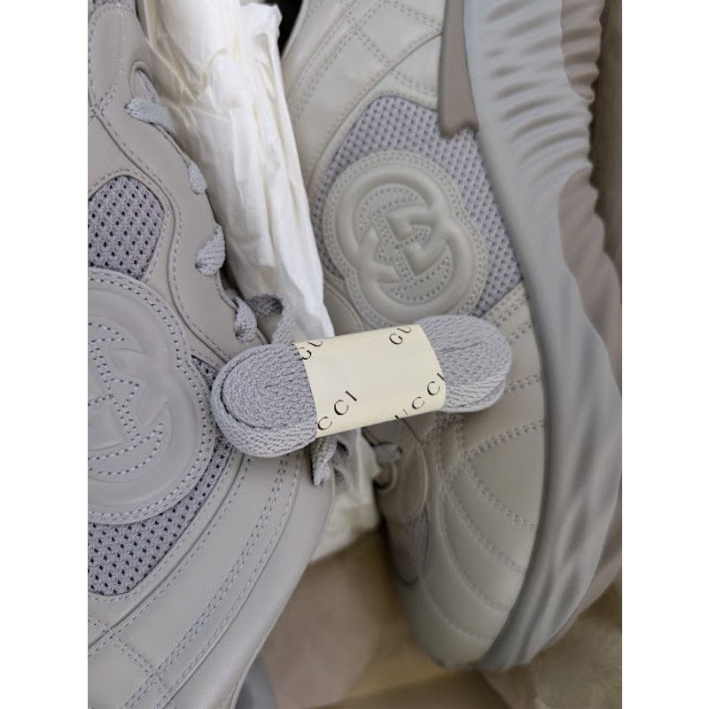 Gucci o1rshd1 Leather Ripple Low Top Sneaker in Grey Size US 12.5 / EU 45-46 - 21 Thumbnail