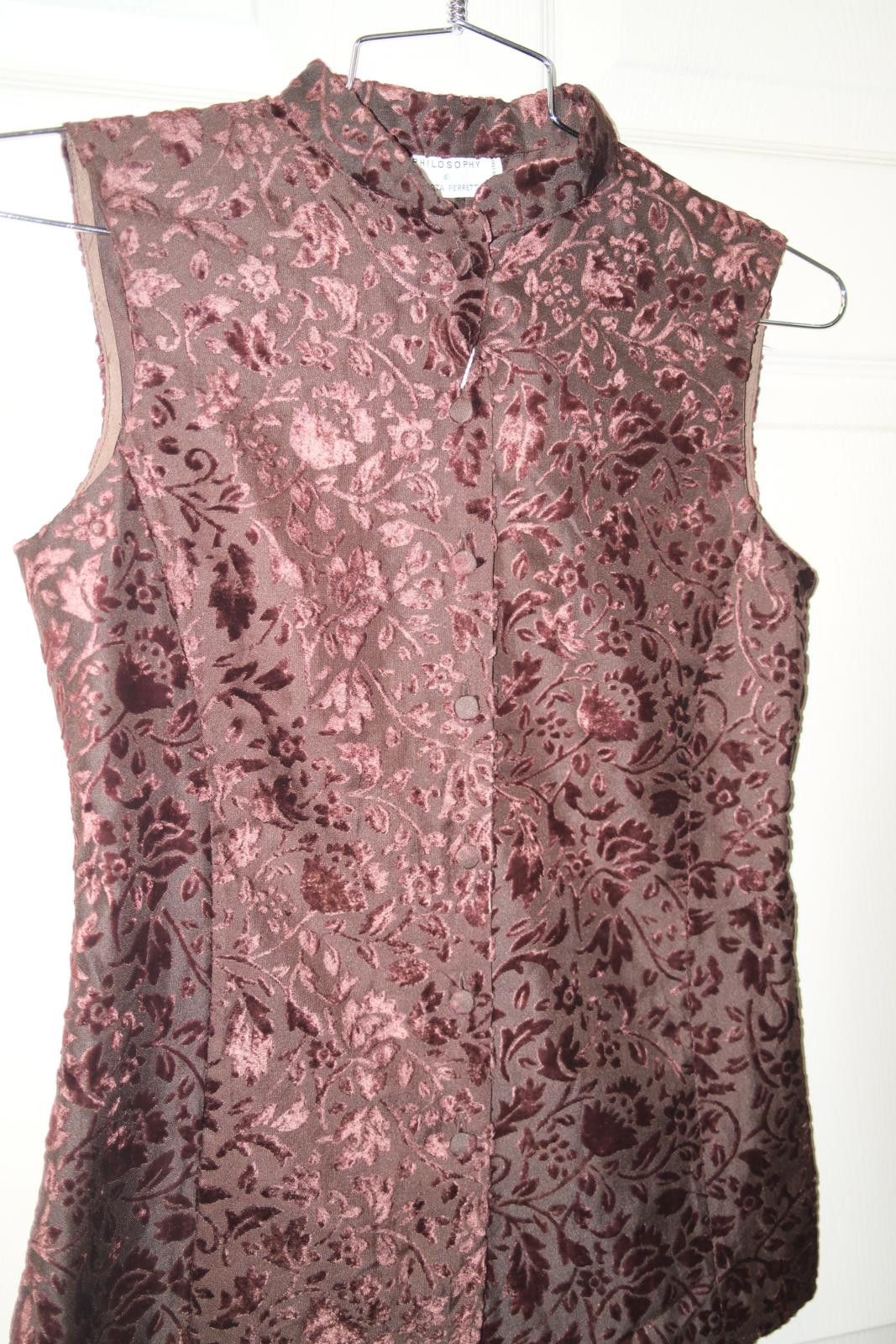Other 00's Philosophy di Alberta Ferreti Velour Floral Button-Up Size XXS / US 00 / IT 34 - 3 Thumbnail