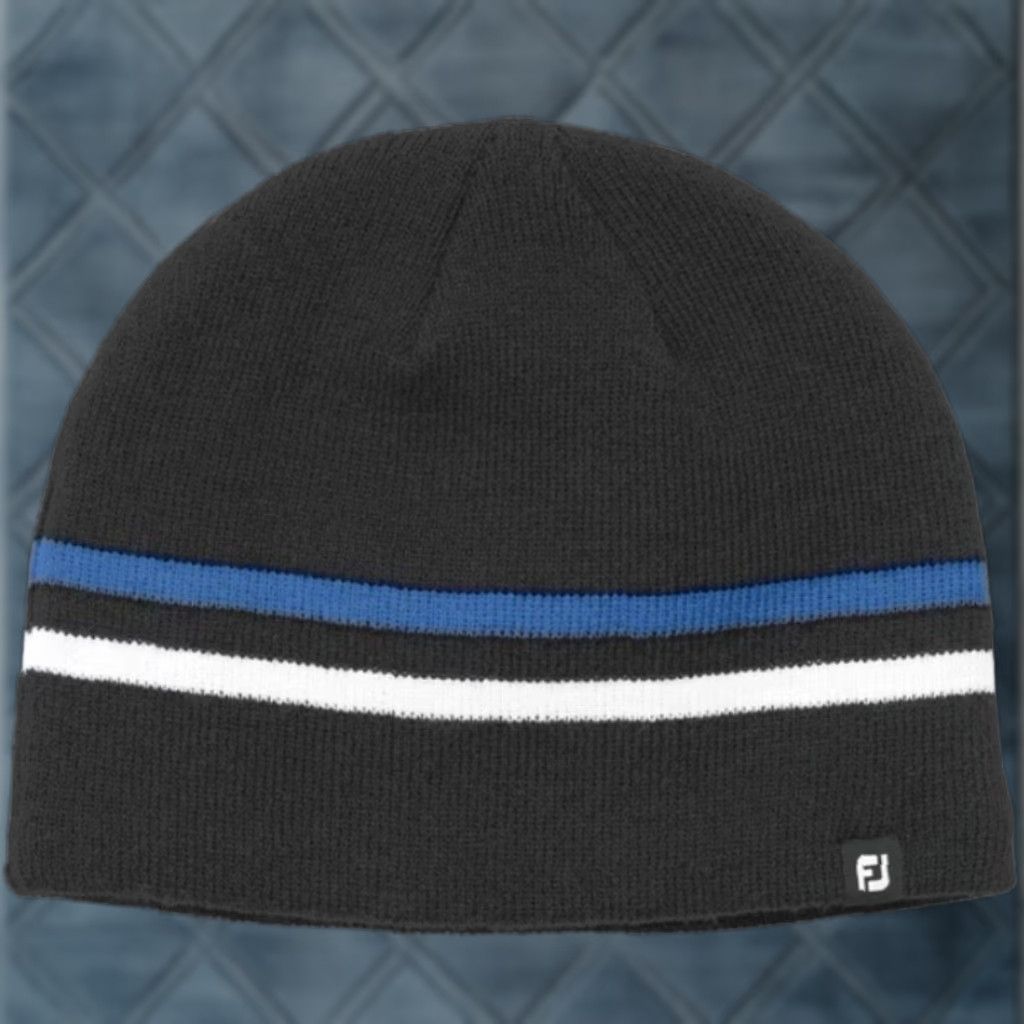 Footjoy FootJoy Beanie Hat Cap FJ Mens Knit Black Stripe Winter Acrylic 90s Dad Outdoor Sports Skull Size ONE SIZE - 1 Preview