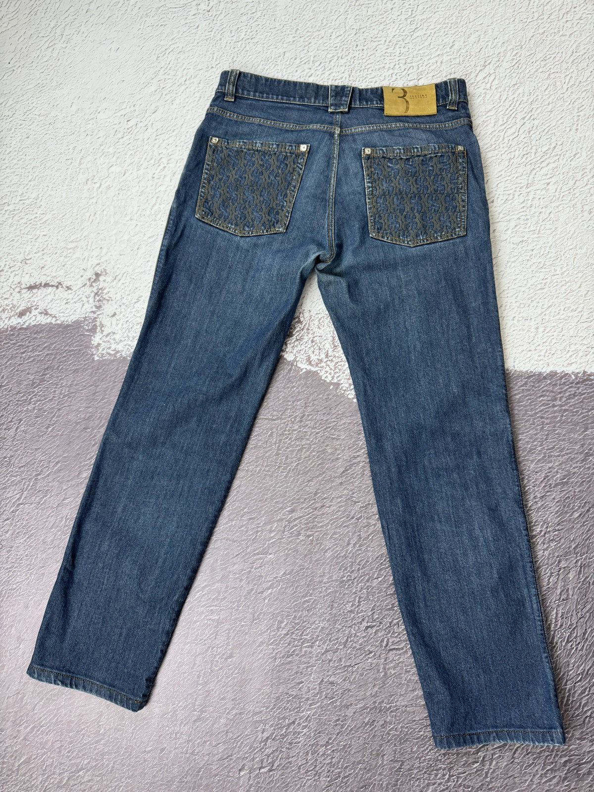Billionaire Couture Billionaire Couture embroidered multilogo indigo jeans Size US 34 / EU 50 - 1 Thumbnail