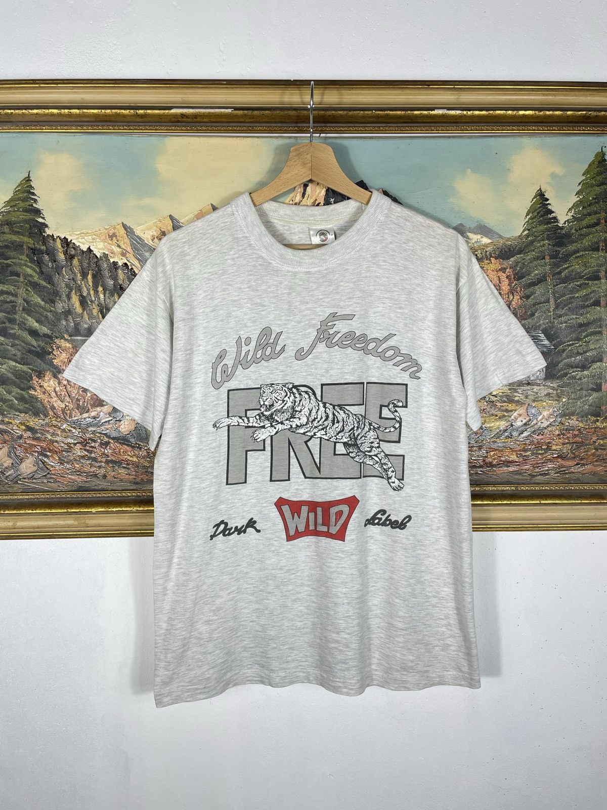 Vintage Grey Vintage Retro 90s T shirt Tee Wild Freedom Baggy Boxy Size US M / EU 48-50 / 2 - 1 Thumbnail