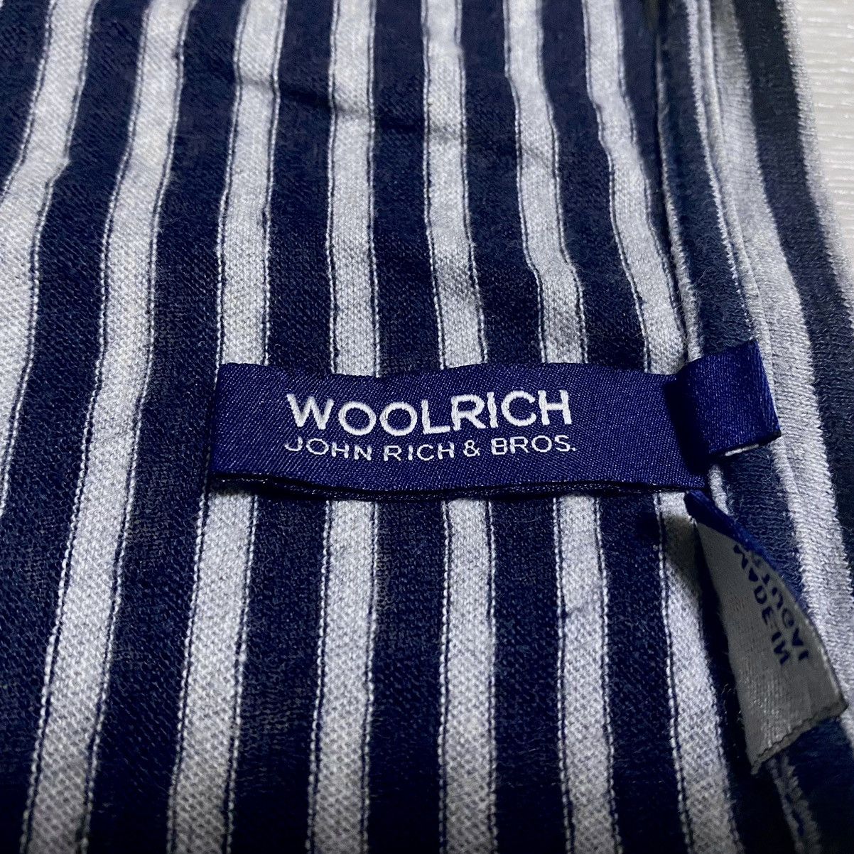Woolrich Woolen Mills Women’s Woolrich Striped Navy Gray Linen Cotton Pocket Tee Size XL / US 12-14 / IT 48-50 - 8 Thumbnail