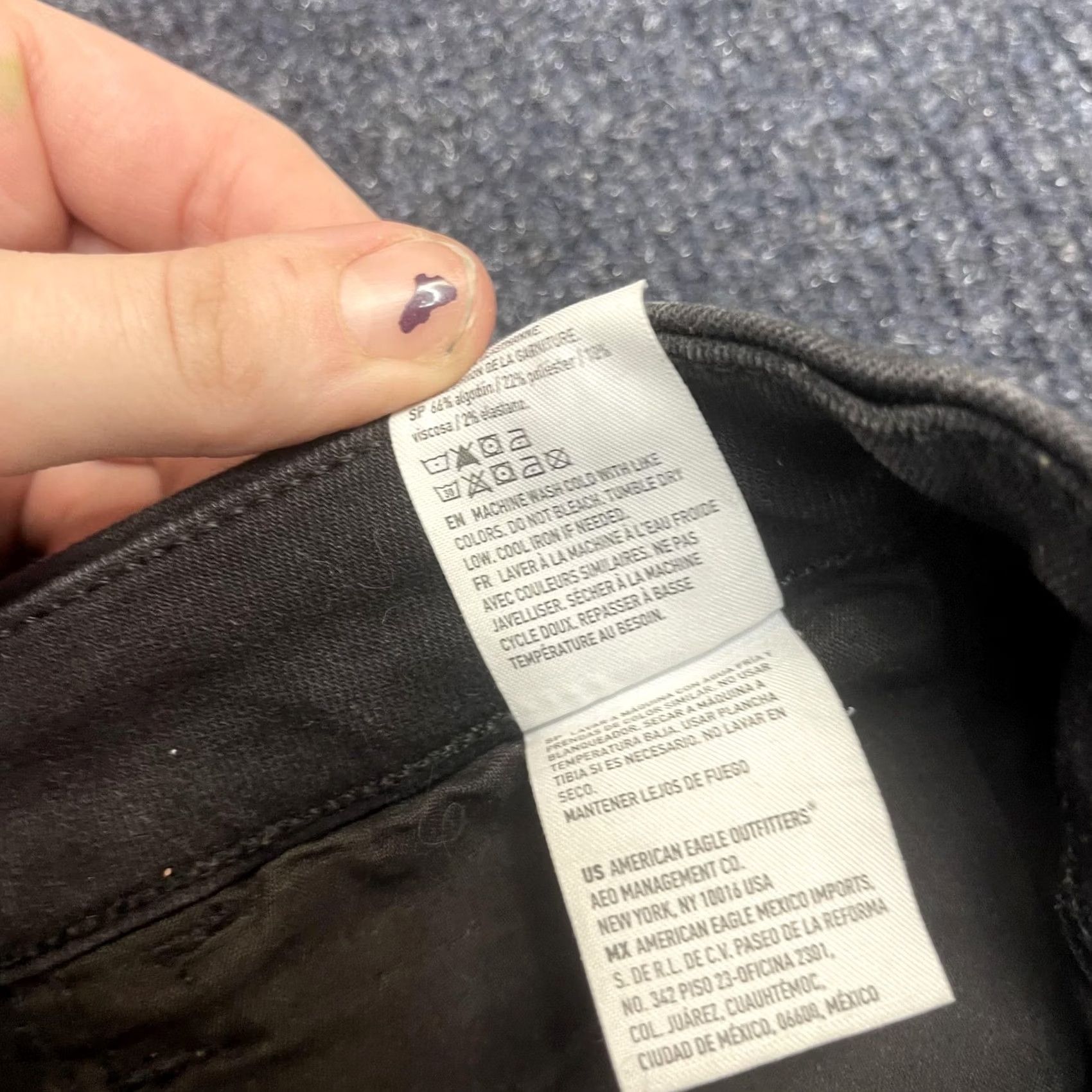 American Eagle Outfitters VINTAGE? No. American Eagle Next Level Stretch Jeans Womens 16 Short Black Skinny Distressed Size 38" / US 16 / IT 52 - 5 Thumbnail