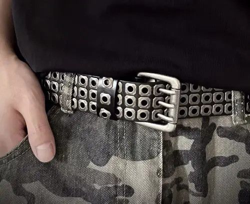 Other Outdoor retro punk rock eyelet leather belt Size ONE SIZE - 2 Thumbnail