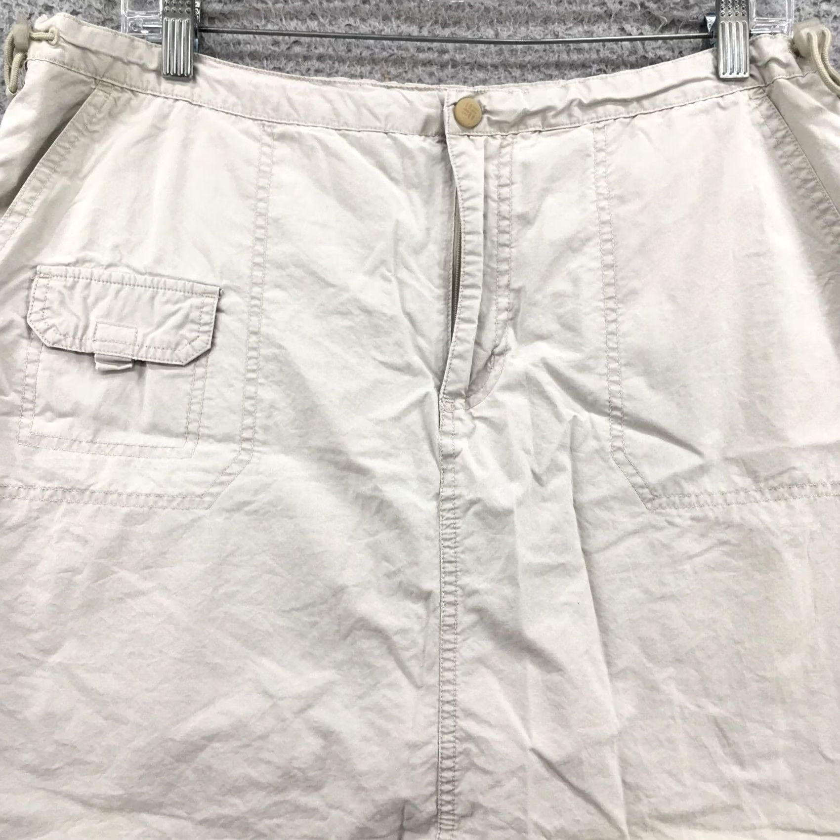 Vintage Columbia A-Line Short Skort Womens Large Beige Cotton Flat Front Zip Fly Casual Size 36" / US 14 / IT 50 - 2 Thumbnail