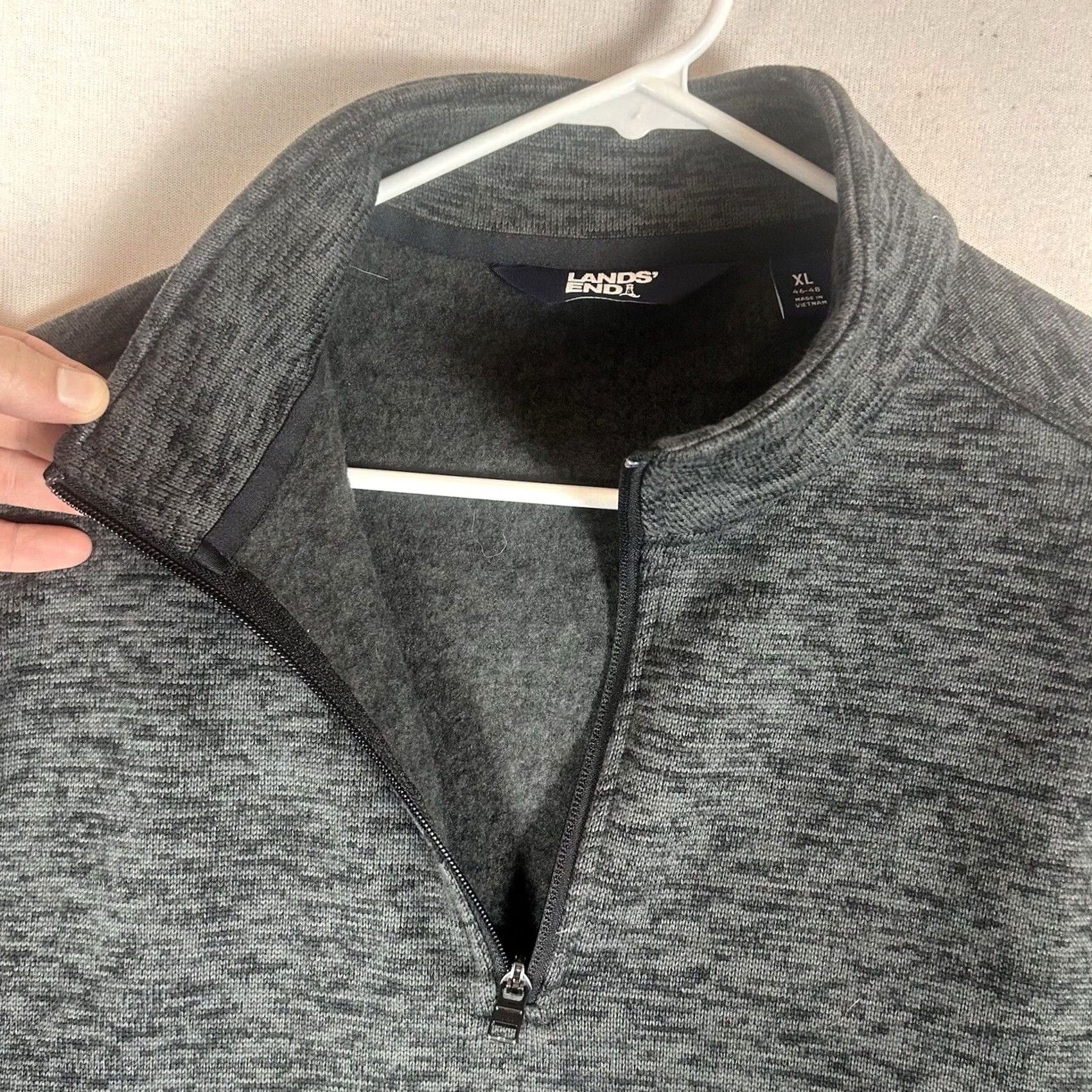 Lands' End Lands' End Mens Fleece 1/4 Zip Pullover XL Gray Long Sleeve Top Regular Fit Size US XL / EU 56 / 4 - 3 Thumbnail