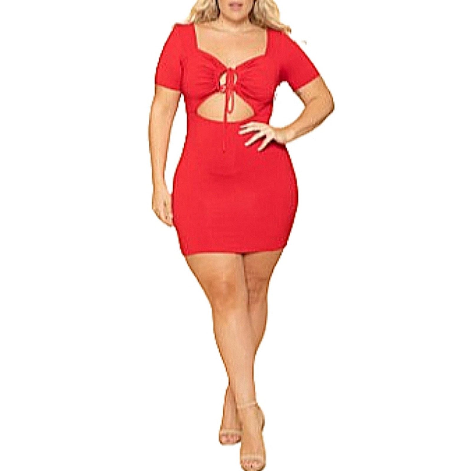 Other CURVYSENSE ☆ KYRA ☆ RED ☆ DRAWSTRING MINI DRESS ☆ 3x ☆ NWT Size 3XL / US 20-22 - 4 Thumbnail