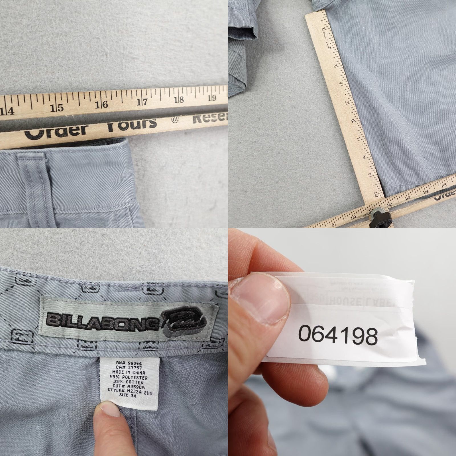 Billabong VINTAGE Billabong Shorts Mens 34 Blue Gray Chino Baggy Skateboarding Skater Y2K Size US 34 / EU 50 - 8 Thumbnail