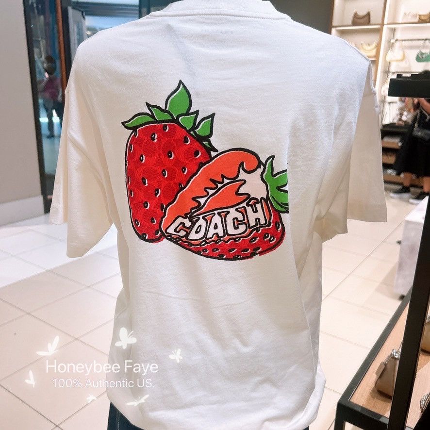 Coach Strawberry Relaxed T Shirt In Organic Cotton CAH64 Size M / US 6-8 / IT 42-44 - 2 Thumbnail