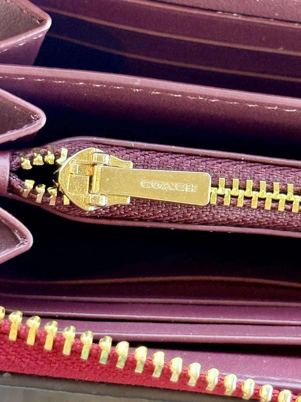 Coach Coach Signature Long Zip Wallet IM/Brown 1941 Red C4452 NWT Size ONE SIZE - 11 Thumbnail