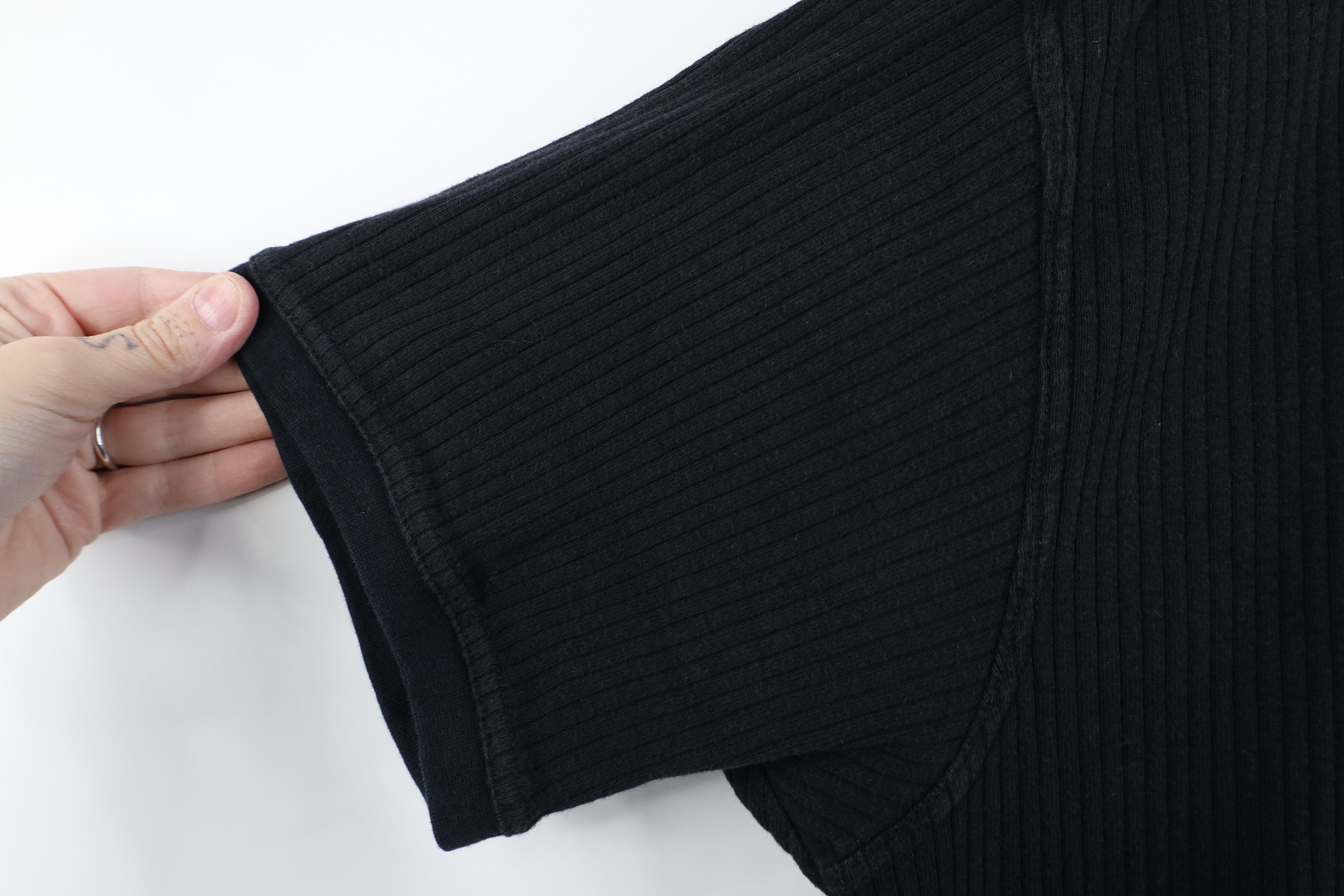 Vintage Vintage 90s Streetwear Cotton Ribbed Knit T-Shirt Black Size US XL / EU 56 / 4 - 6 Thumbnail